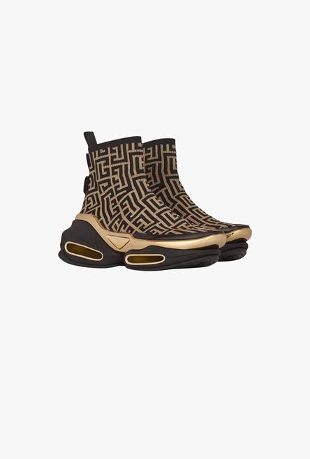 Bicolor black and gold knit B-Bold high-top sneakers - 2