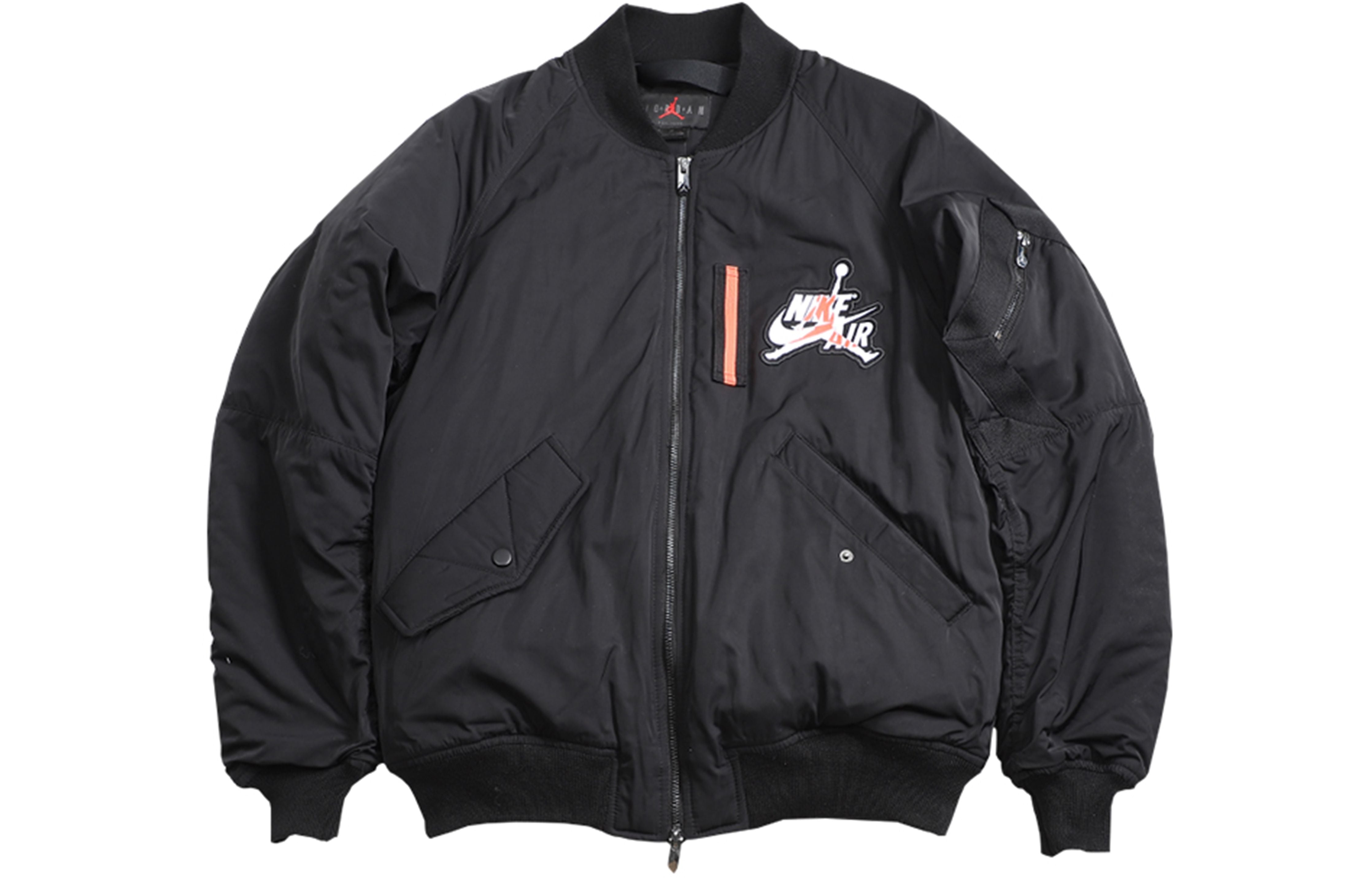 Air Jordan Wings MA-1 logo Printing Stay Warm Casual Jacket Black AV2599-010 - 2