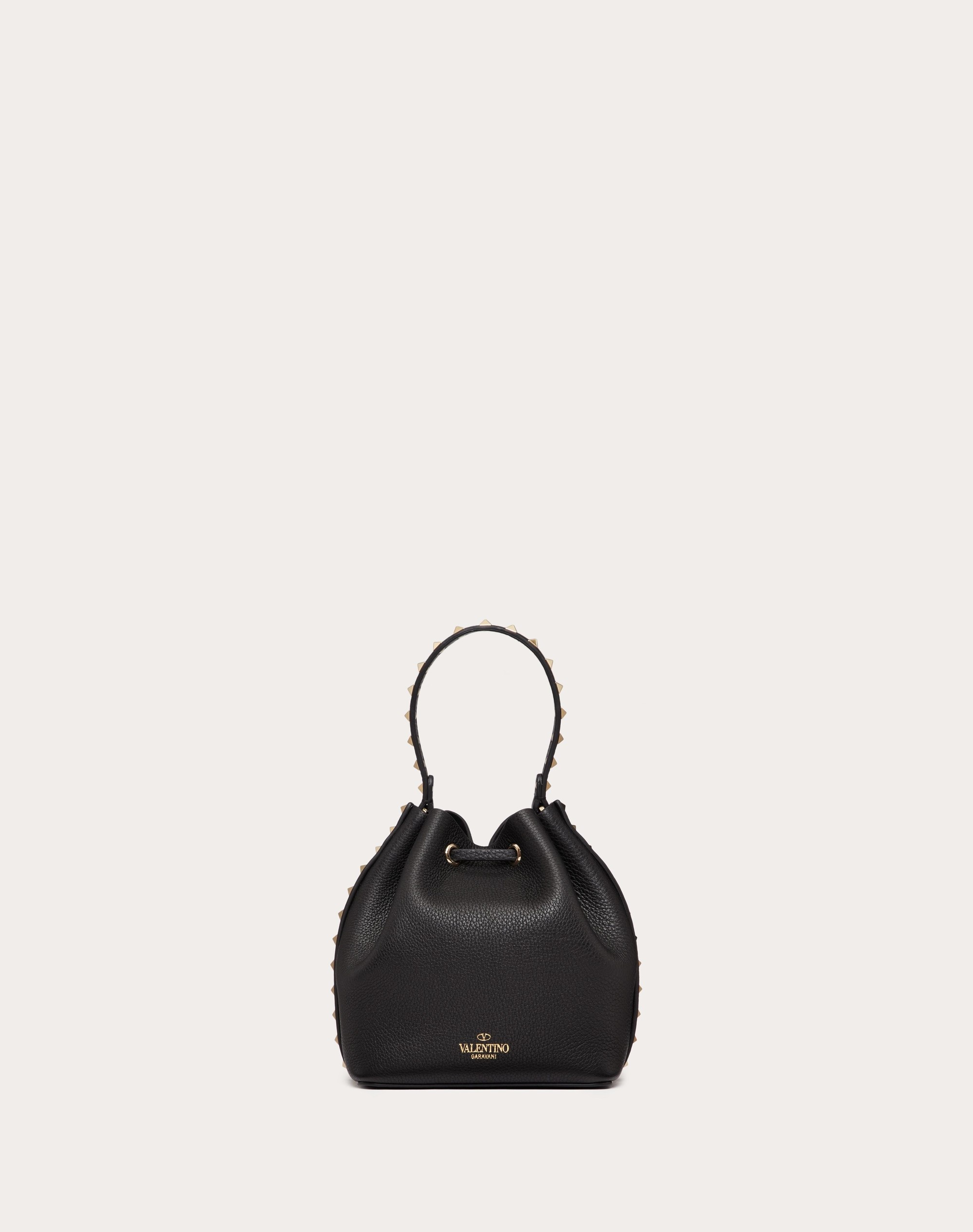 ROCKSTUD GRAINY CALFSKIN BUCKET BAG - 4