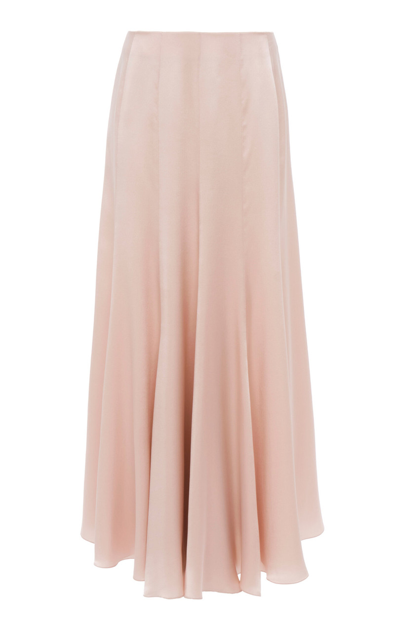 Washed Silk Satin Maxi Skirt pink 1