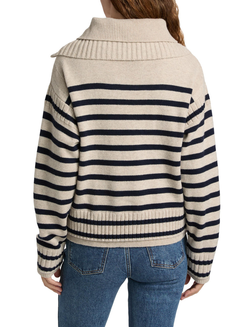 Women's Ilaria Striped Wool Half-Zip Sweater - Oat 5