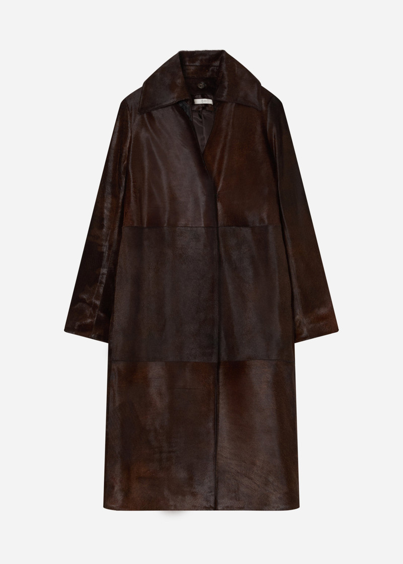 Polished Calf Hair Coat in Chocolate 1