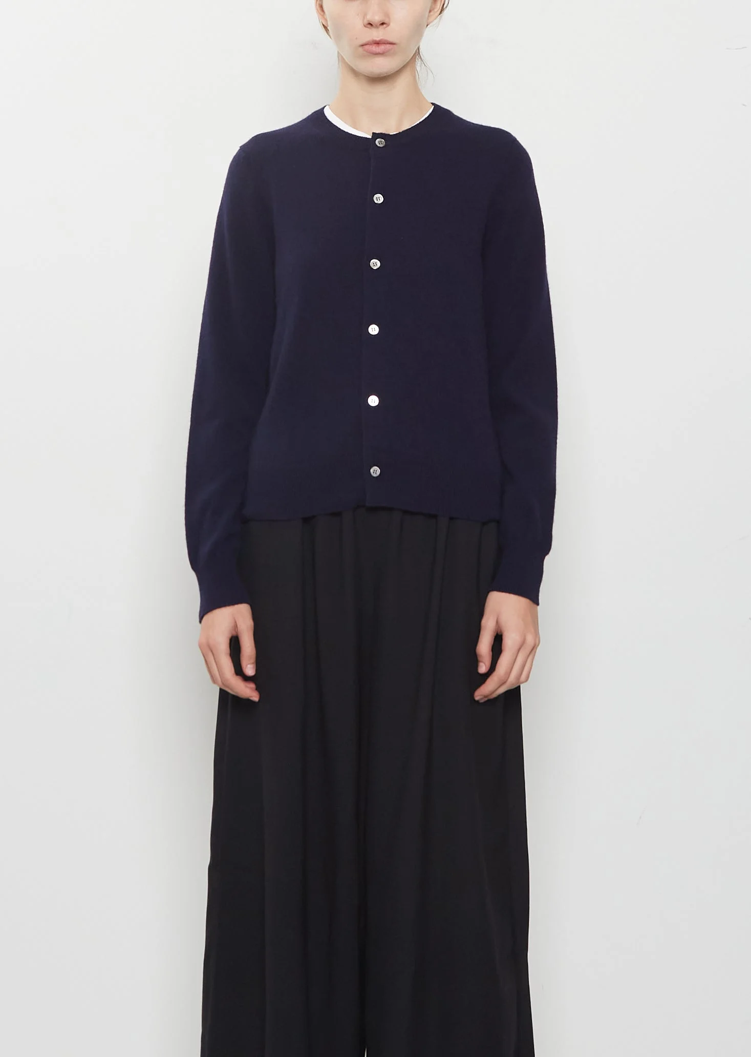 12 Gauge Cashmere Jersey Cardigan — Navy - 1