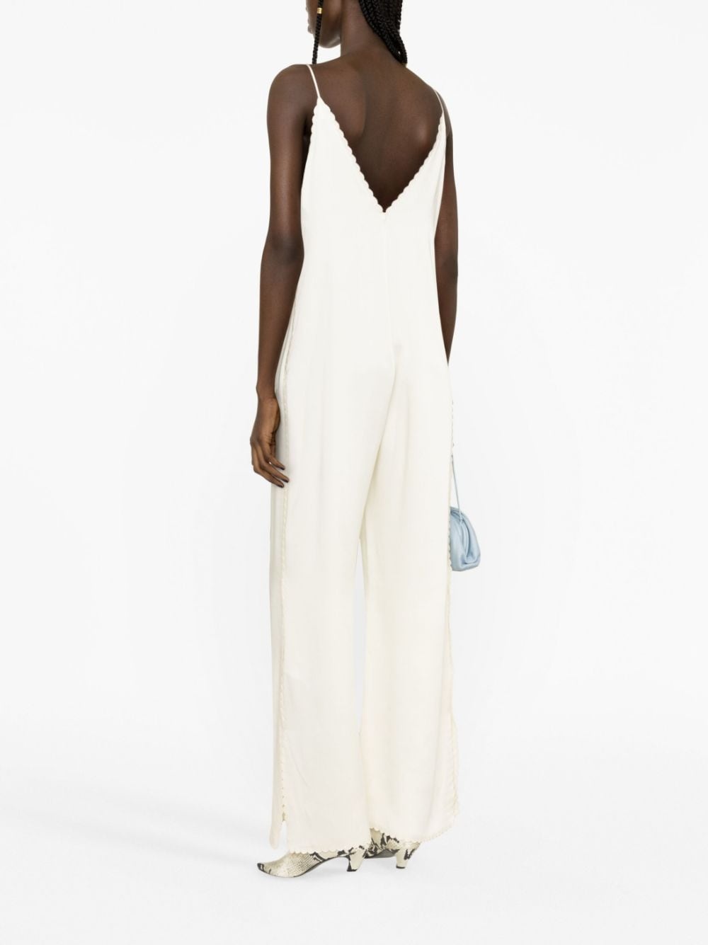 scallop-edge wide-leg jumpsuit - 3