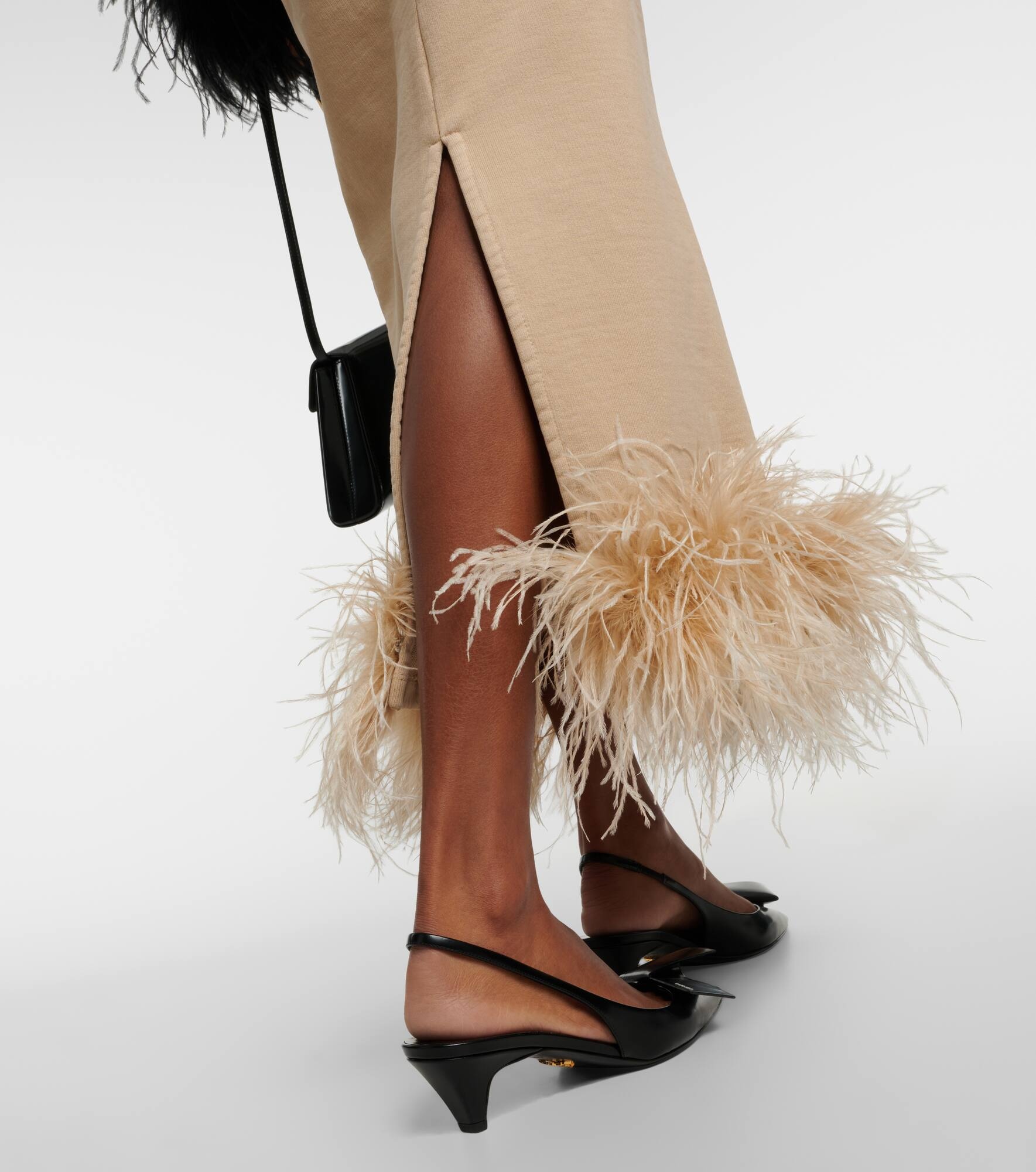 Feather-trimmed cotton midi skirt - 5