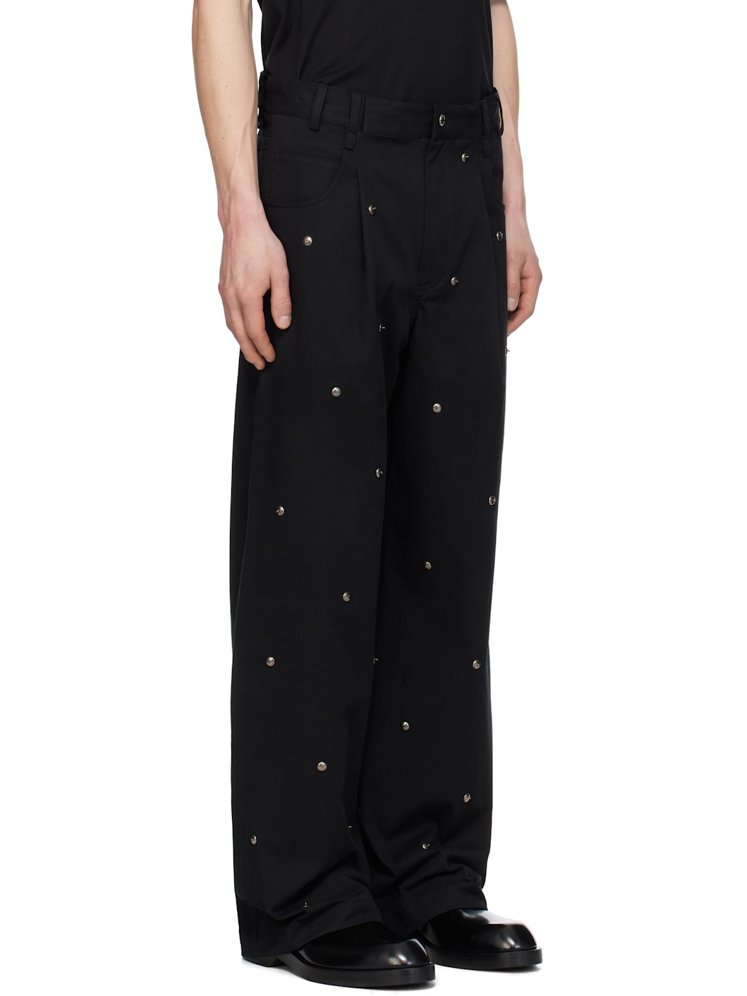 Black 'Metal Bead' Boyfriend Jeans - 2