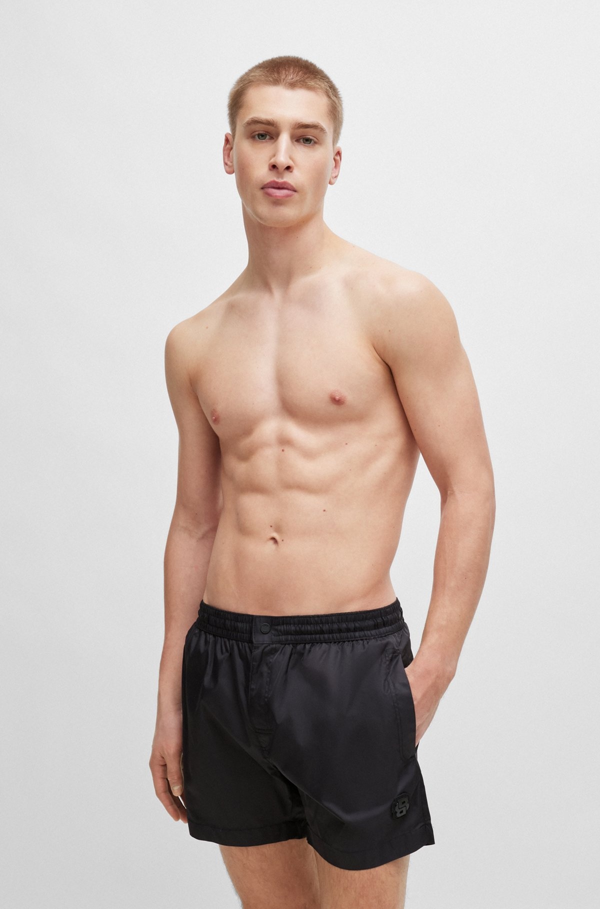 FULLY LINED QUICK-DRY SWIM SHORTS WITH DOUBLE MONOGRAM - 2