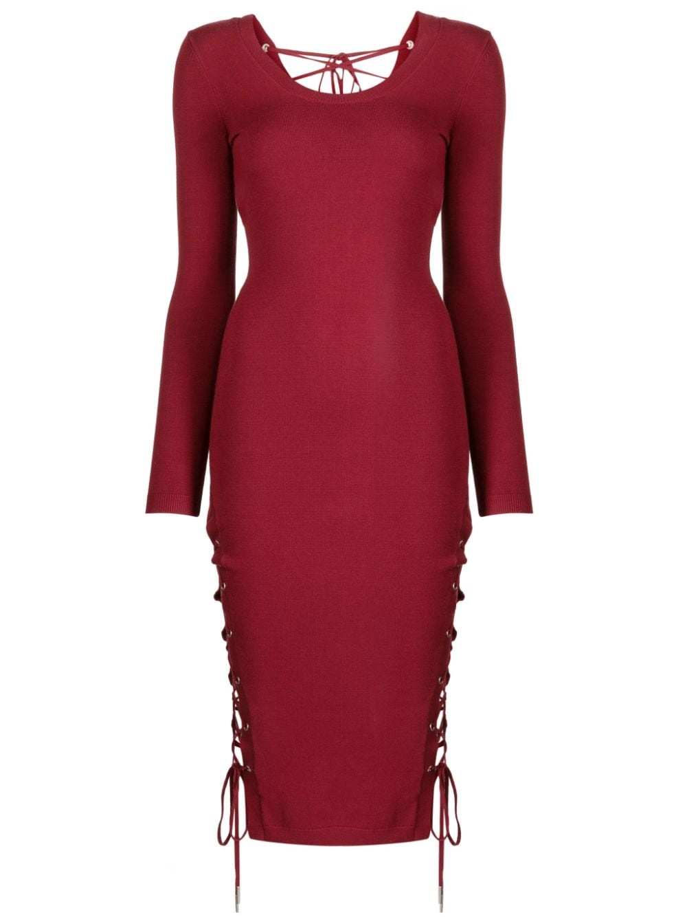 lace-up bodycon midi dress - 1