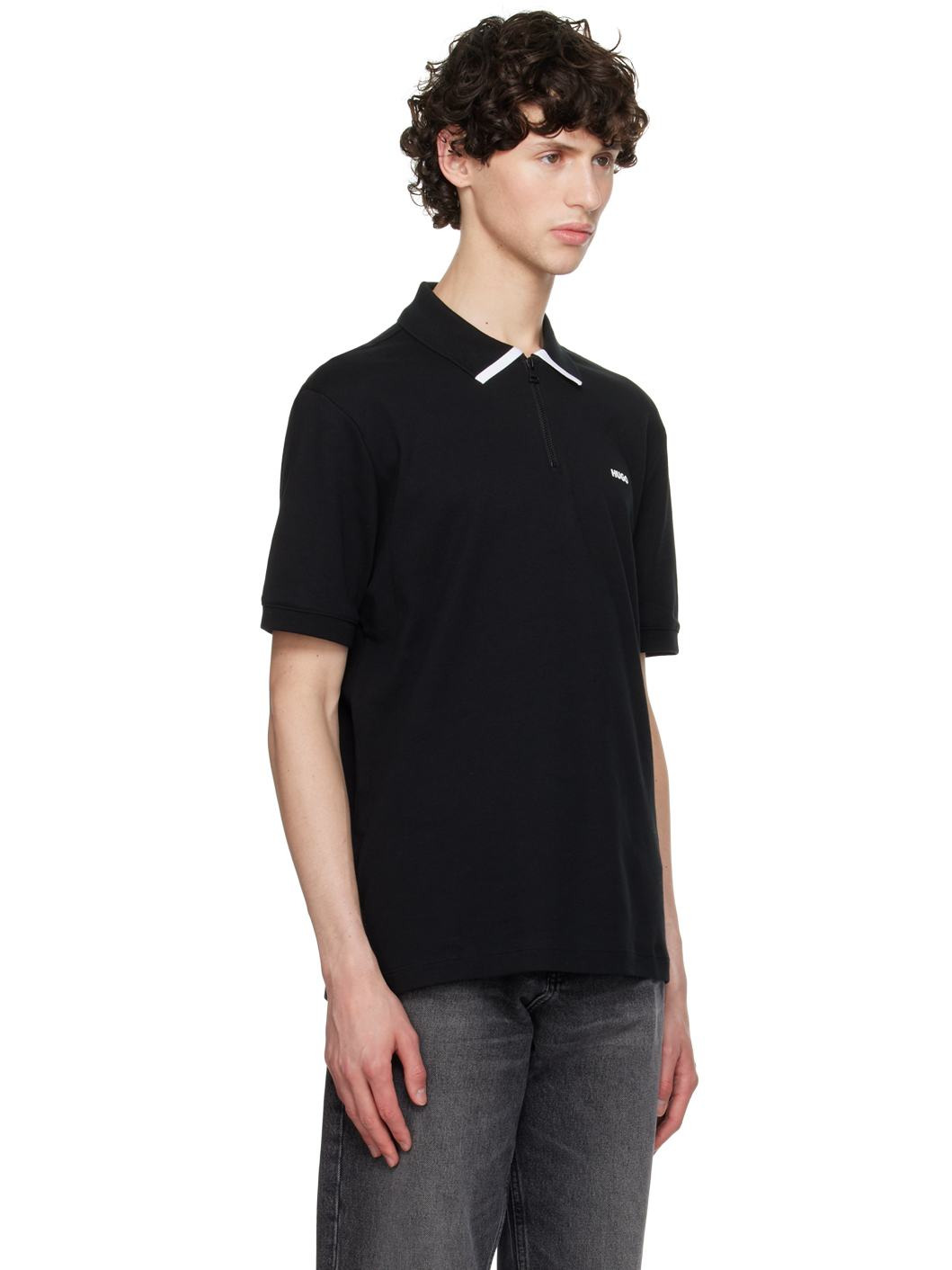 Black Contrast Logo Polo - 2