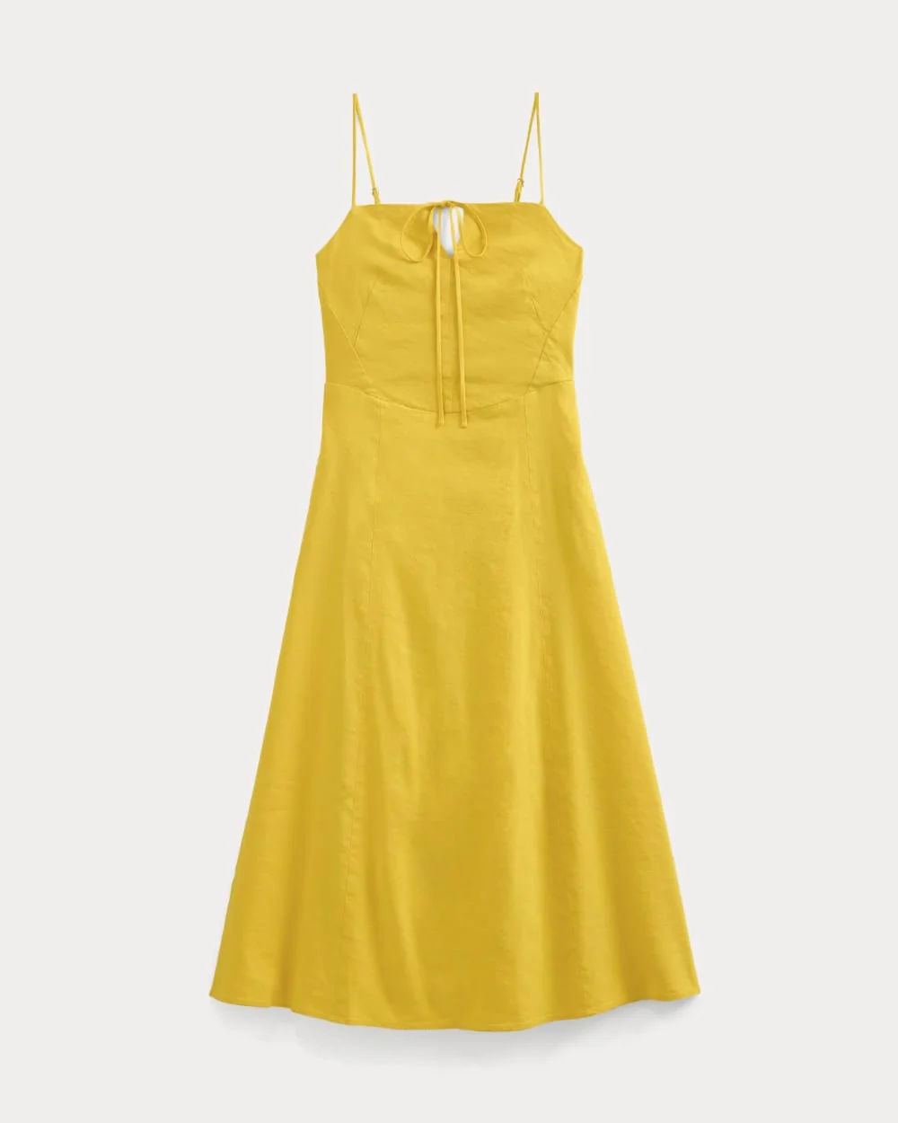 TIE-NECK DRESS IN STRETCH LINEN - 1