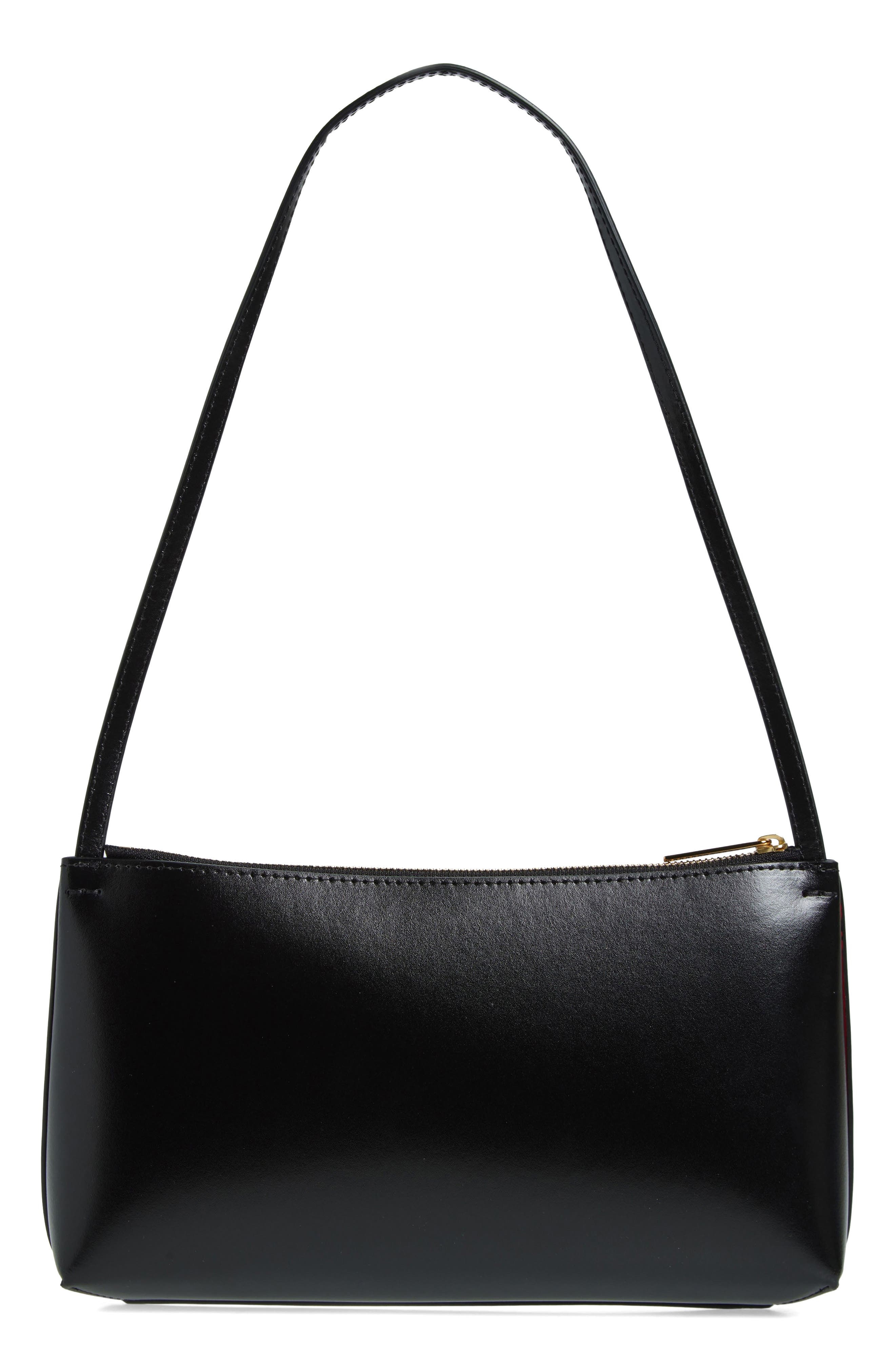 Mansur Gavriel Gaia Leather Shoulder Bag in Black/Flamma at Nordstrom - 3