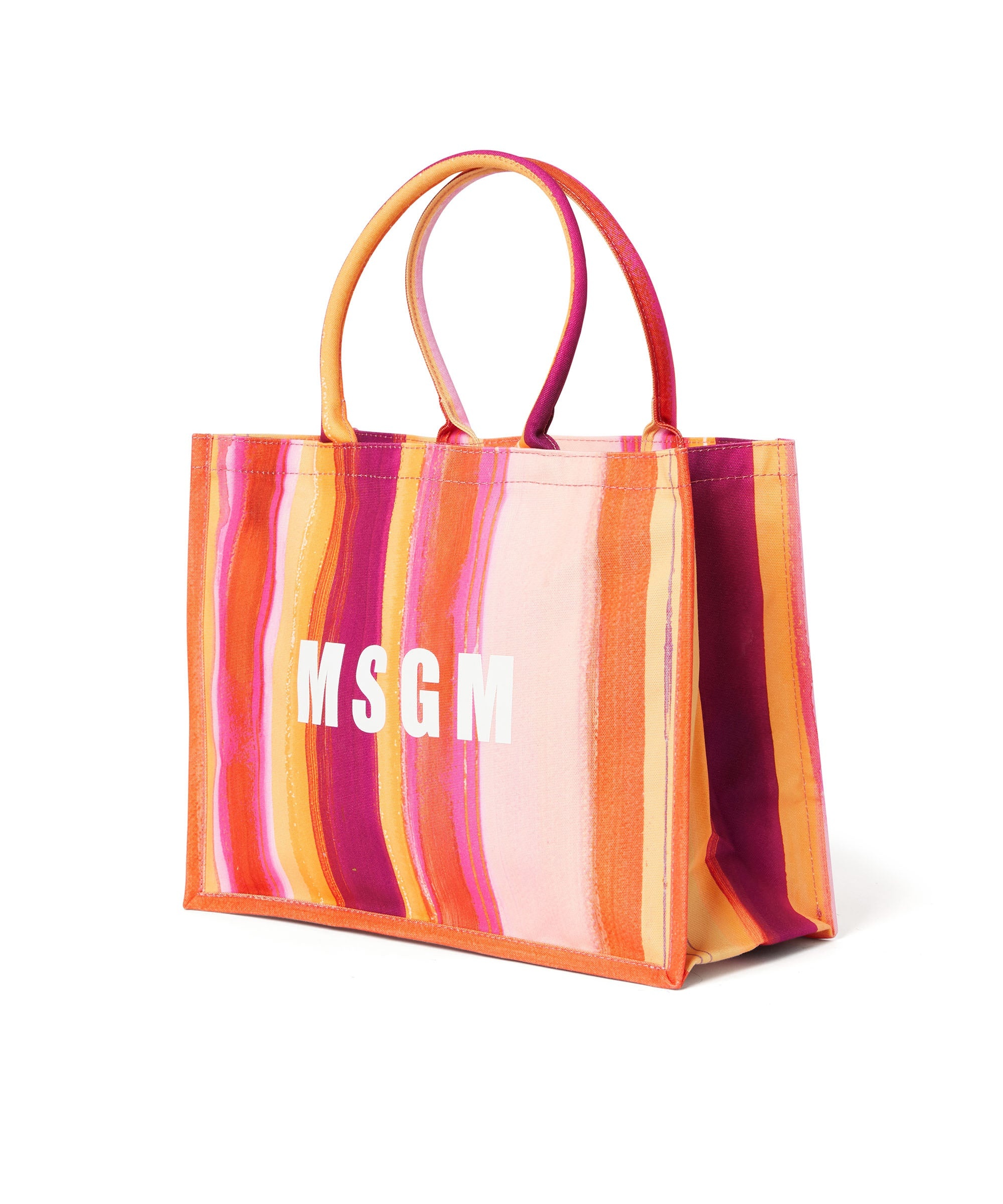 Cotton "brushed stripes" tote bag with MSGM logo - 3