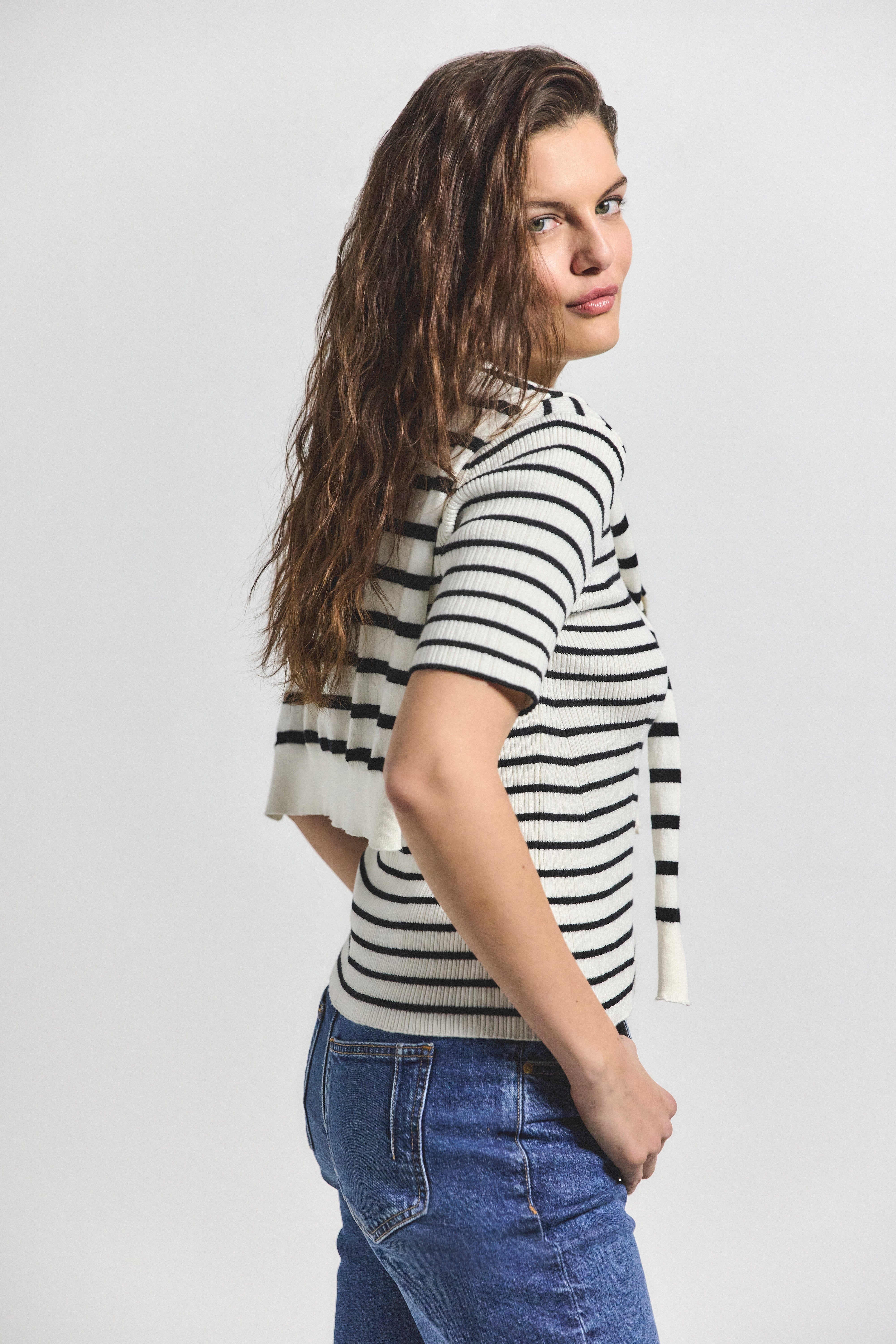 TWAIN SHORT SLEEVE PRE STYLED SWEATER - 5