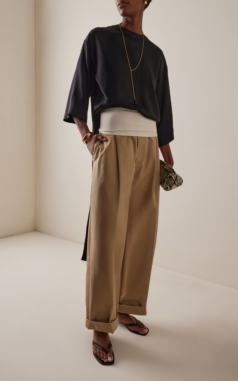 DARKPARK Wendy Wide-Leg Cotton Trousers brown outlook