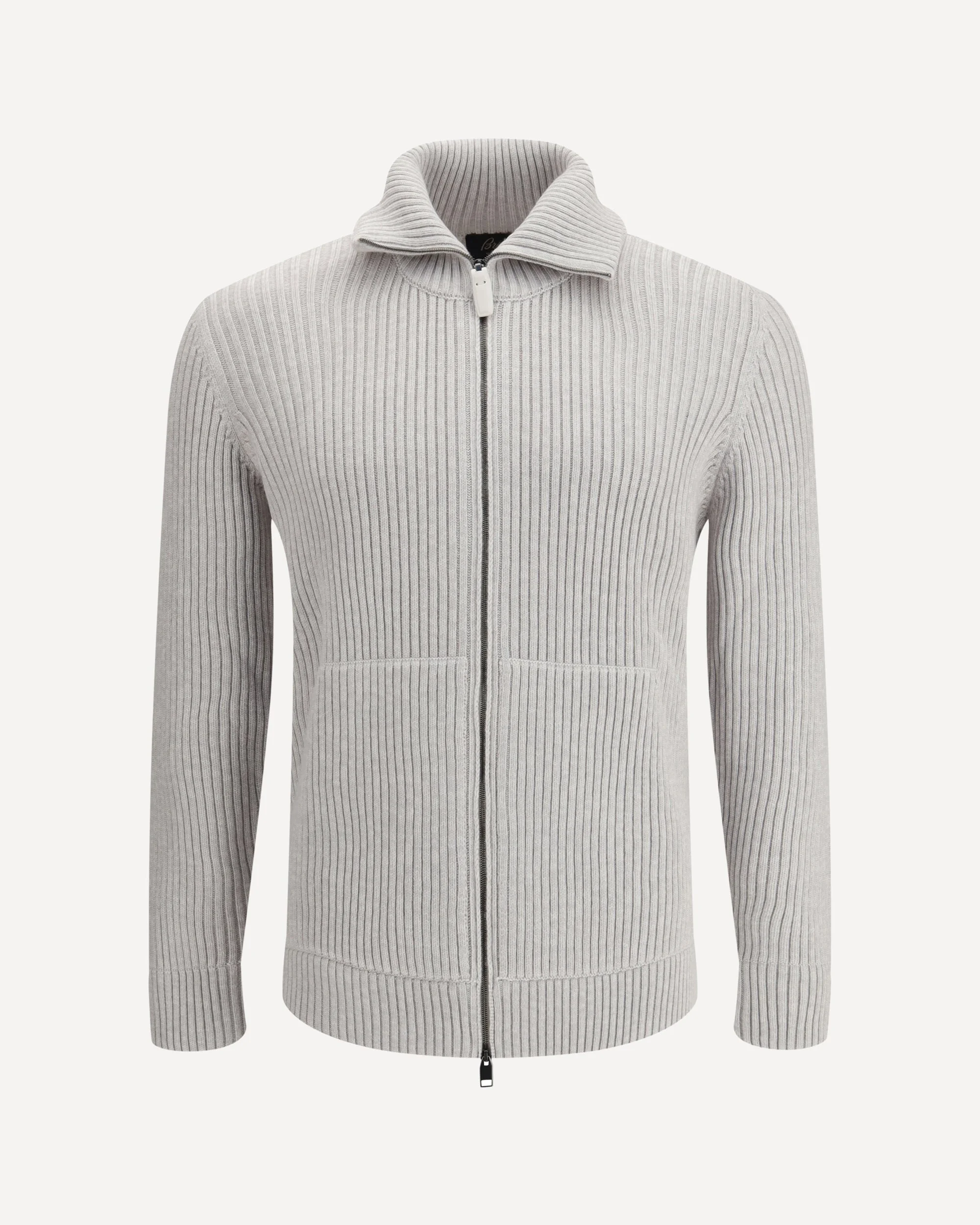 Cashmere mouliné Sweater with full zip - 1