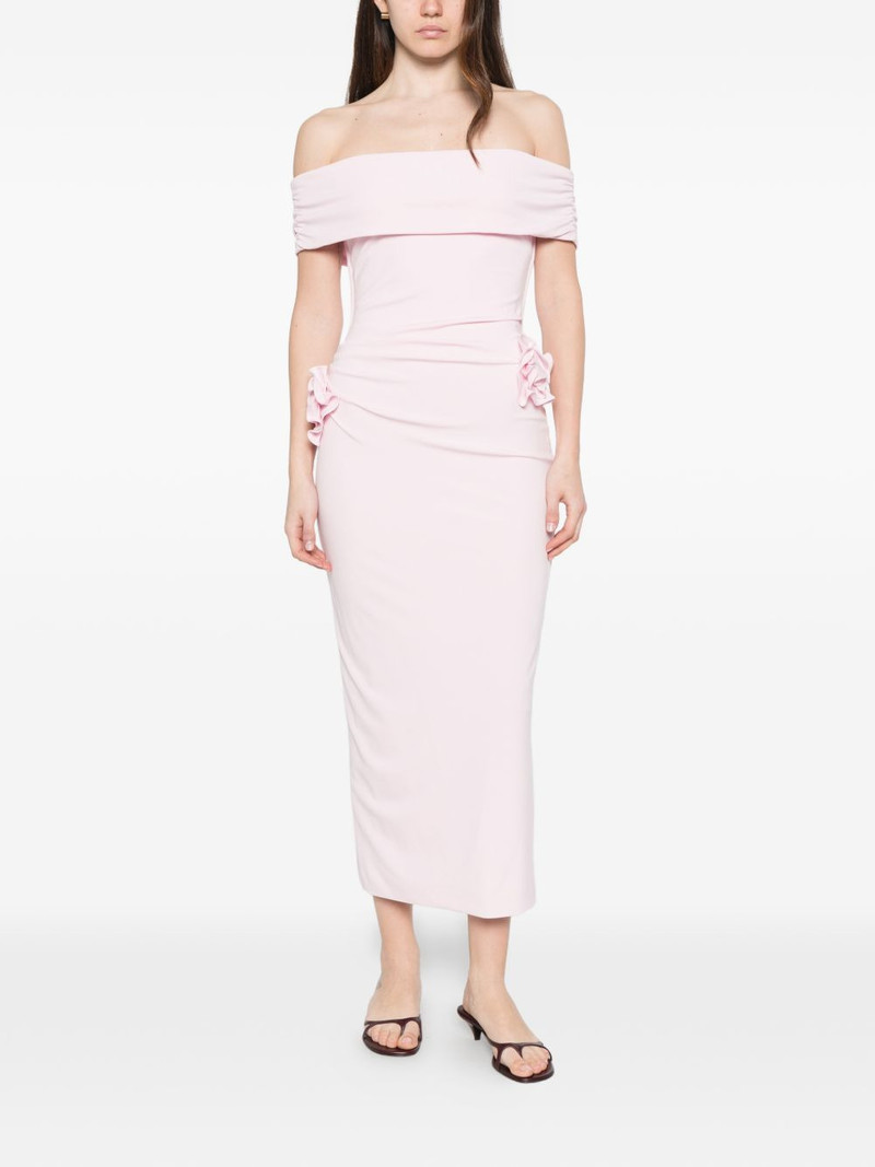 ROLAND MOURET off-shoulder ruffled midi dress outlook