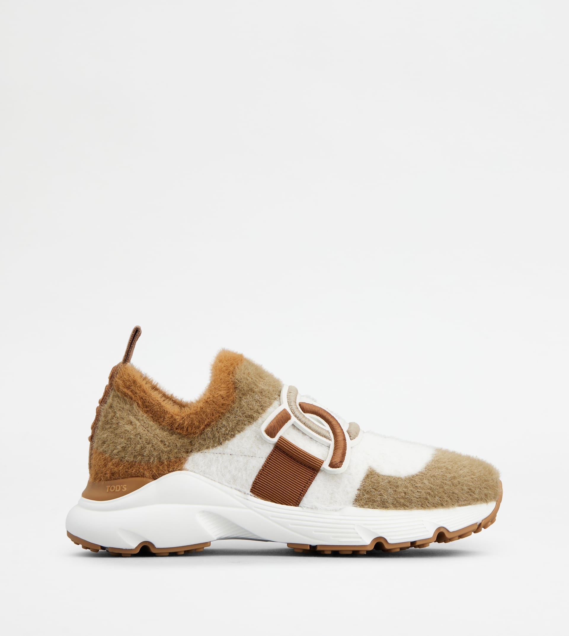 KATE SLIP-ON SNEAKERS IN FABRIC - WHITE, BROWN - 1