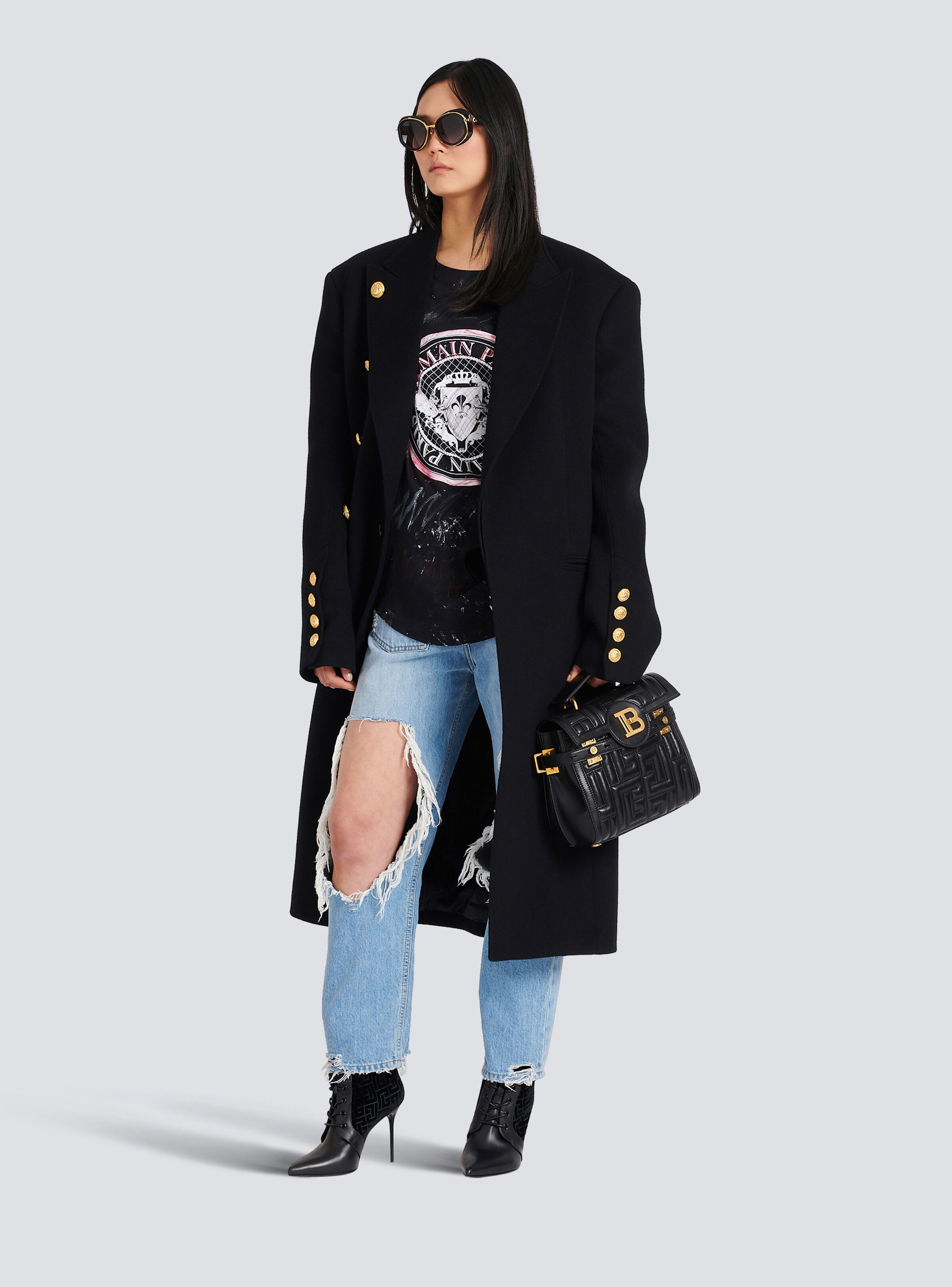 Unisex - Four-button wool coat with detachable inset jacket - 2