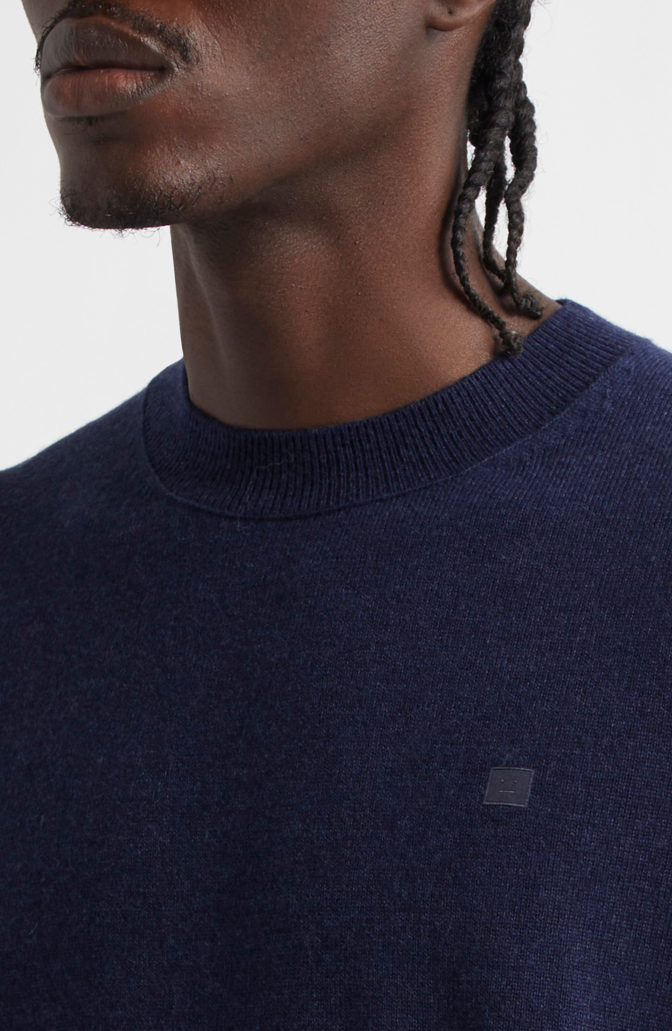 Acne Studios Wool & Yak Hair Sweater in Navy Melange at Nordstrom - 4