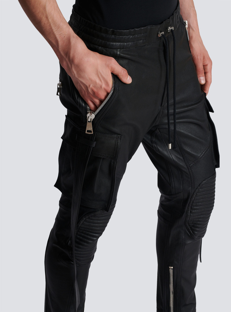 Leather trousers with strap 6