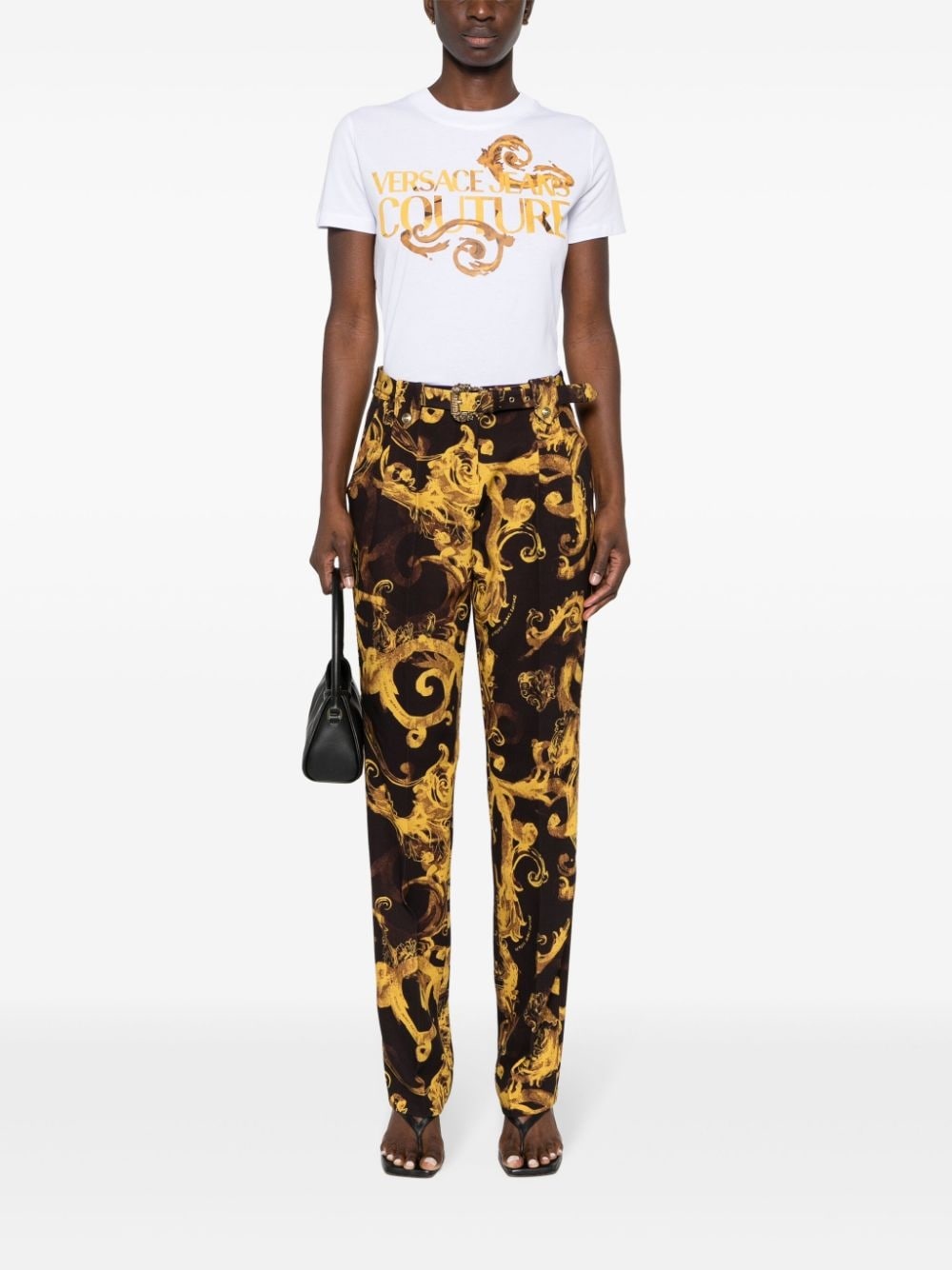 Barocco-print tapered trousers - 2