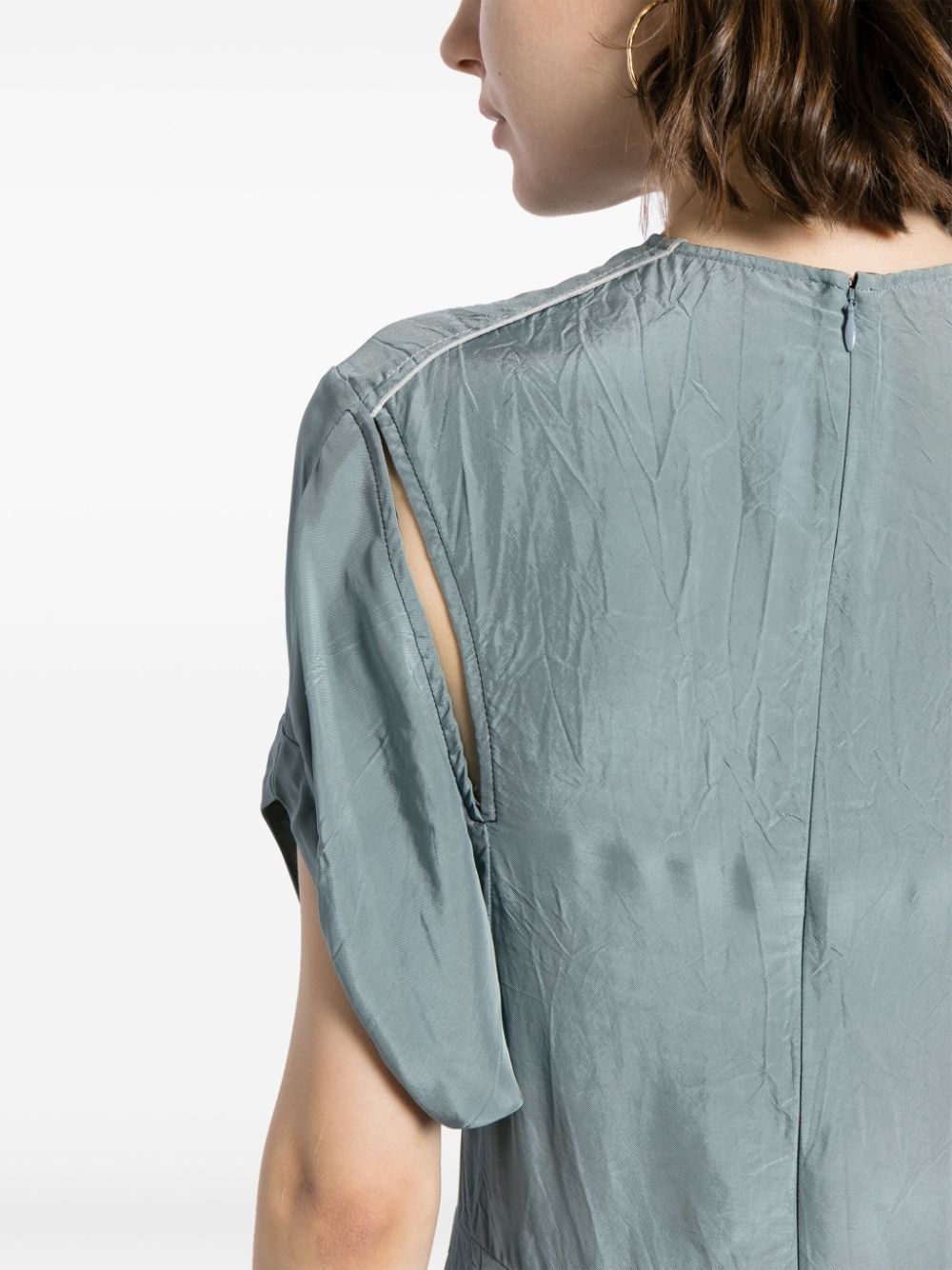 gathered-detail shorts-sleeved dress - 5