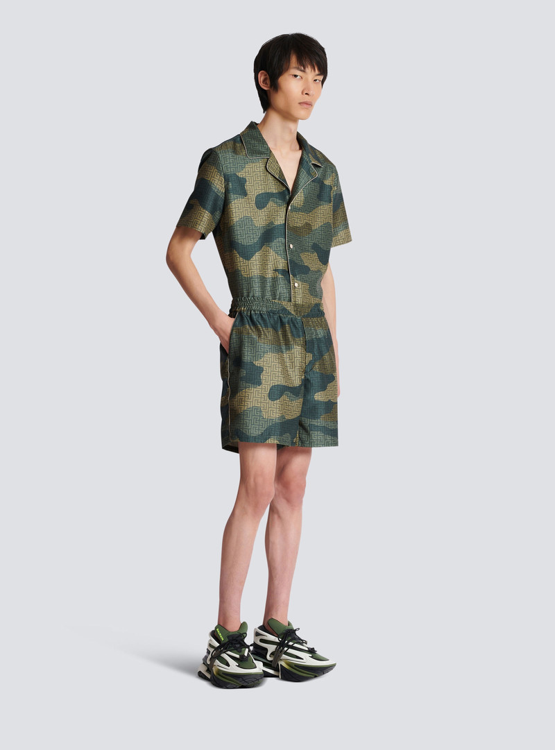 Camouflage monogrammed Shantung shorts 3