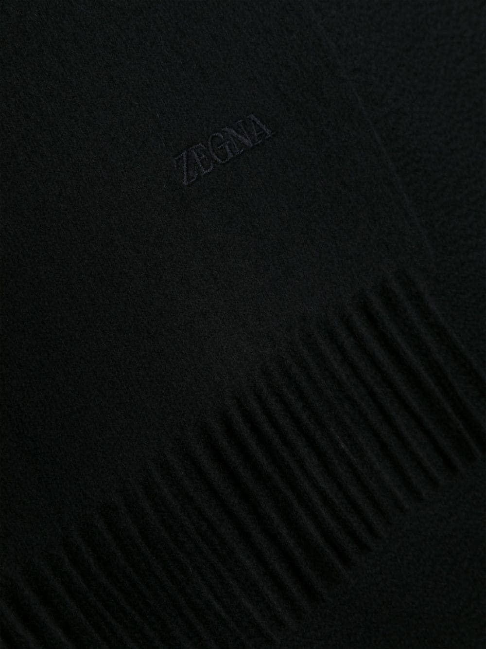 logo-embroidered fringed cashmere scarf - 3