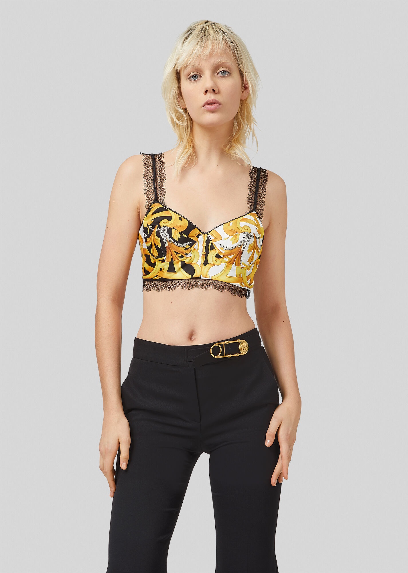 Acanthus Print Silk Bralette Top - 2