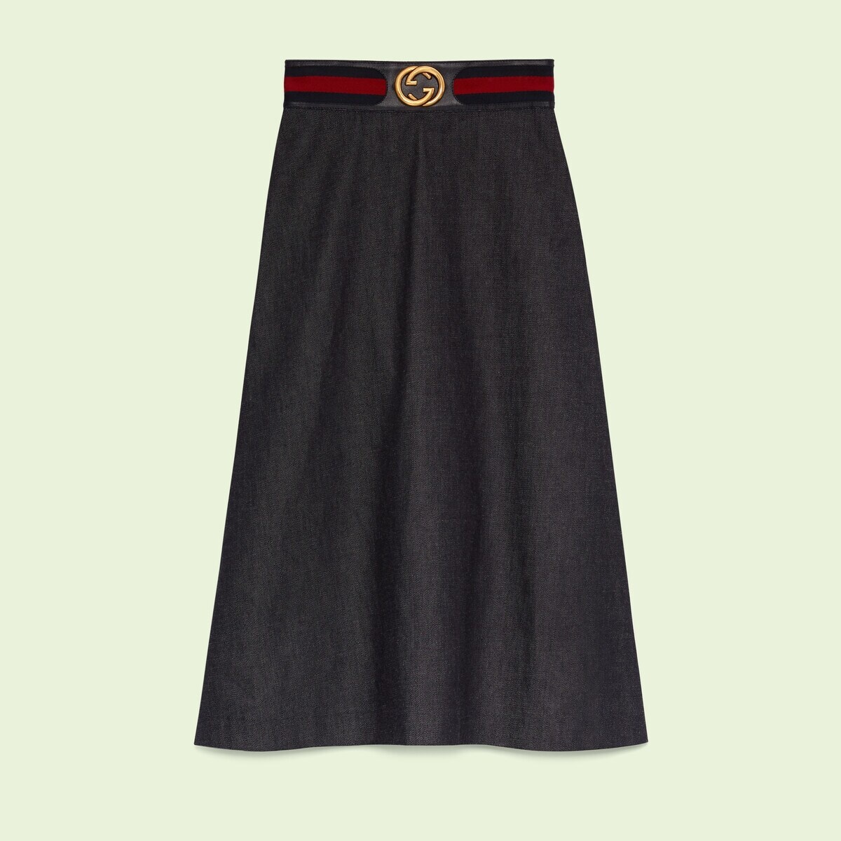 Denim skirt with Web and Interlocking G - 2