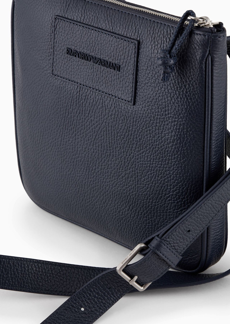 Flat, tumbled leather shoulder bag 5