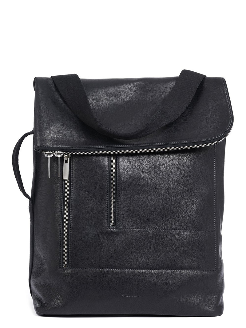 Black Leather Cargo Backpack 1