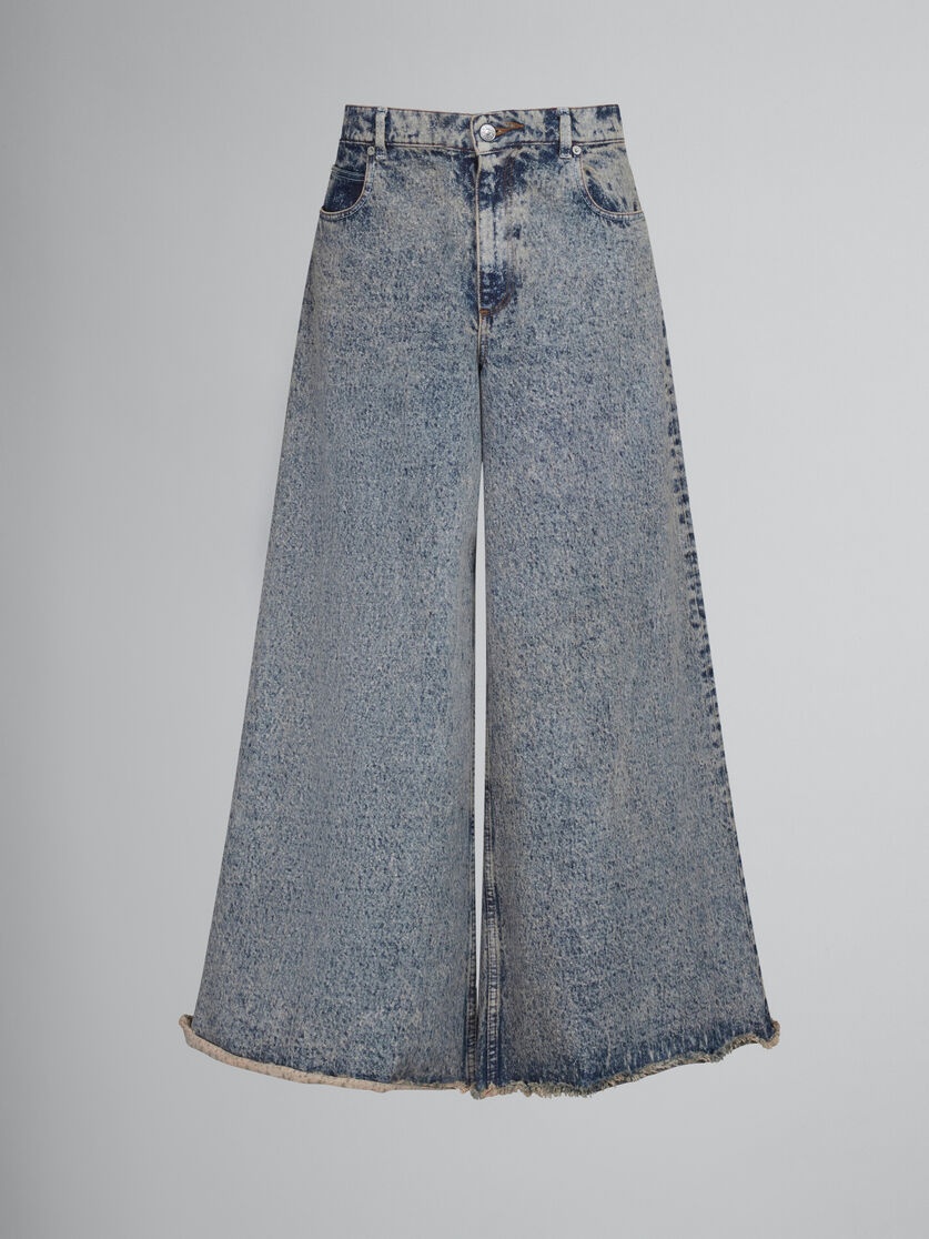 PINK MARBLED DENIM WIDE-LEG TROUSERS - 1