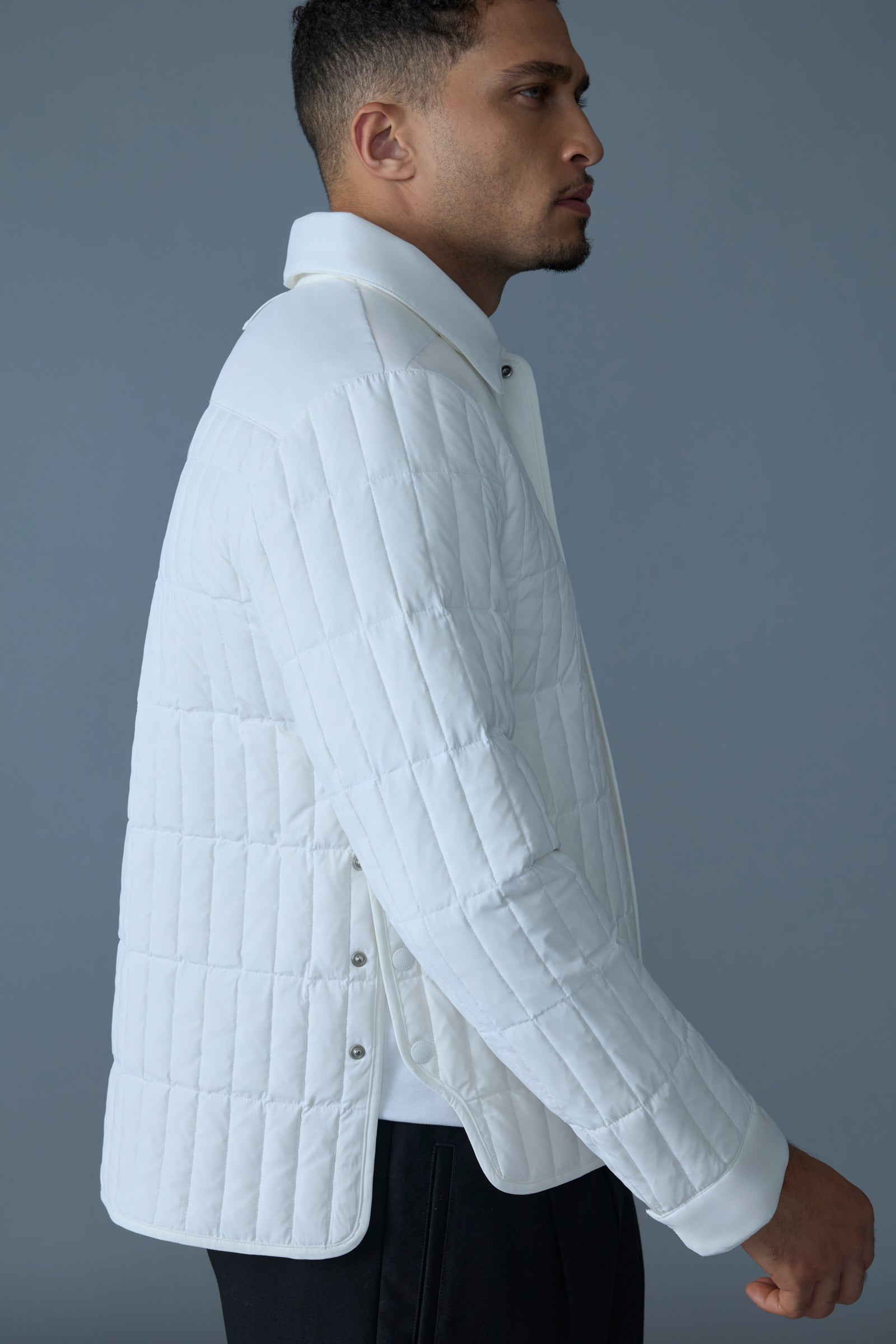 MATEO Vertical Quilted Jacket with Spread Collar - 5
