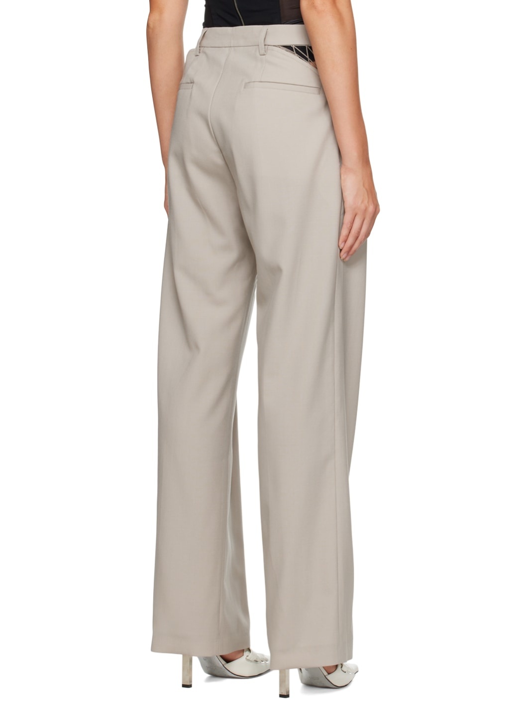 Taupe Lace Trousers - 3