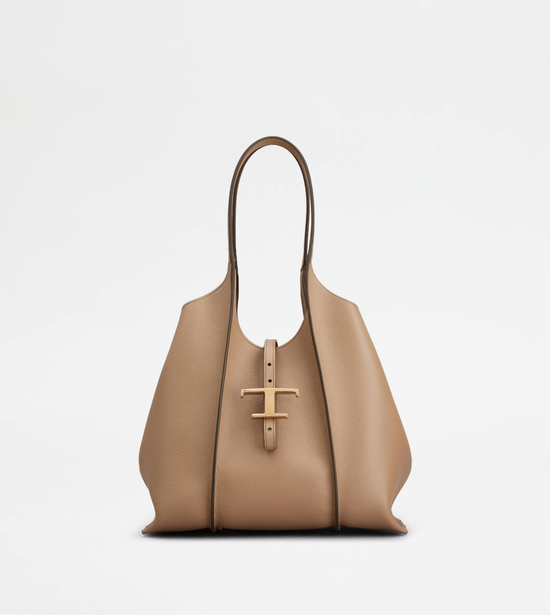 T TIMELESS SHOPPING BAG IN LEATHER SMALL - NATURAL 1