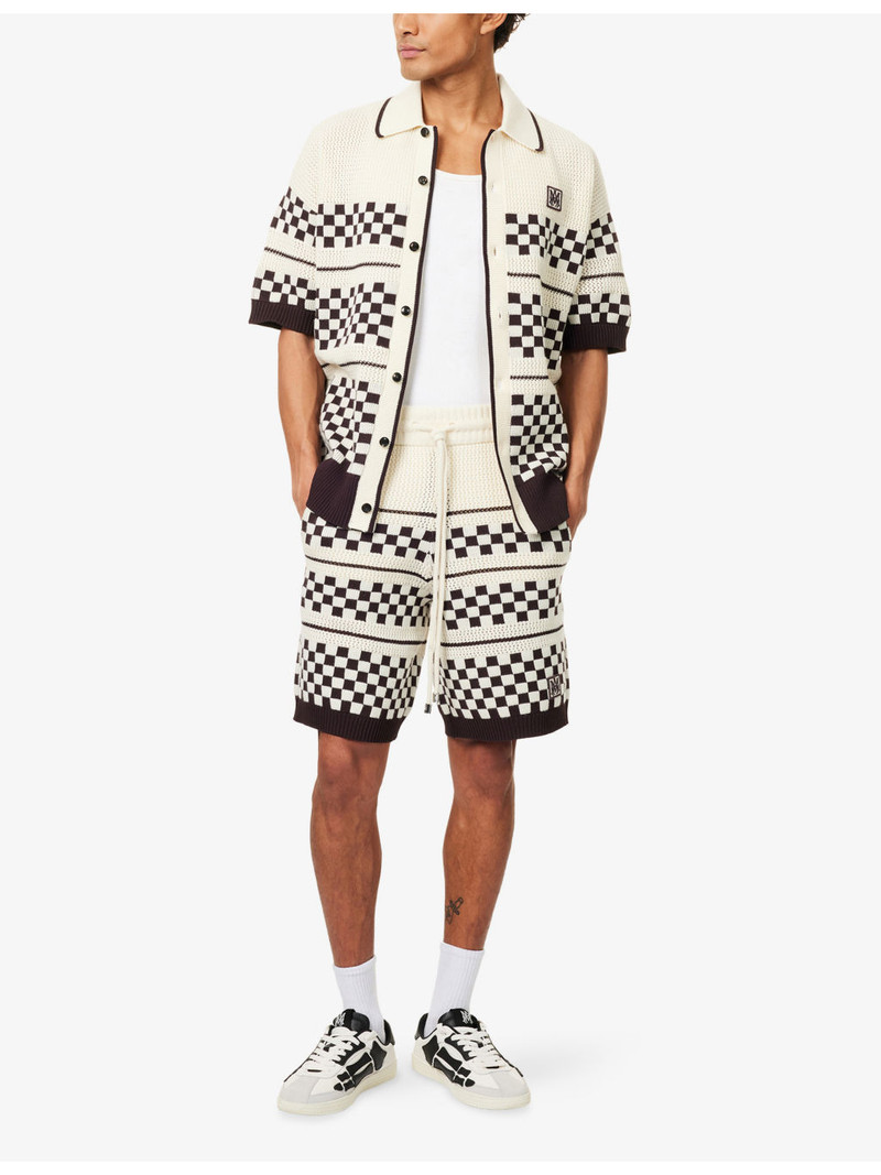 AMIRI Checkered Drawstring Wool-Blend Shorts outlook