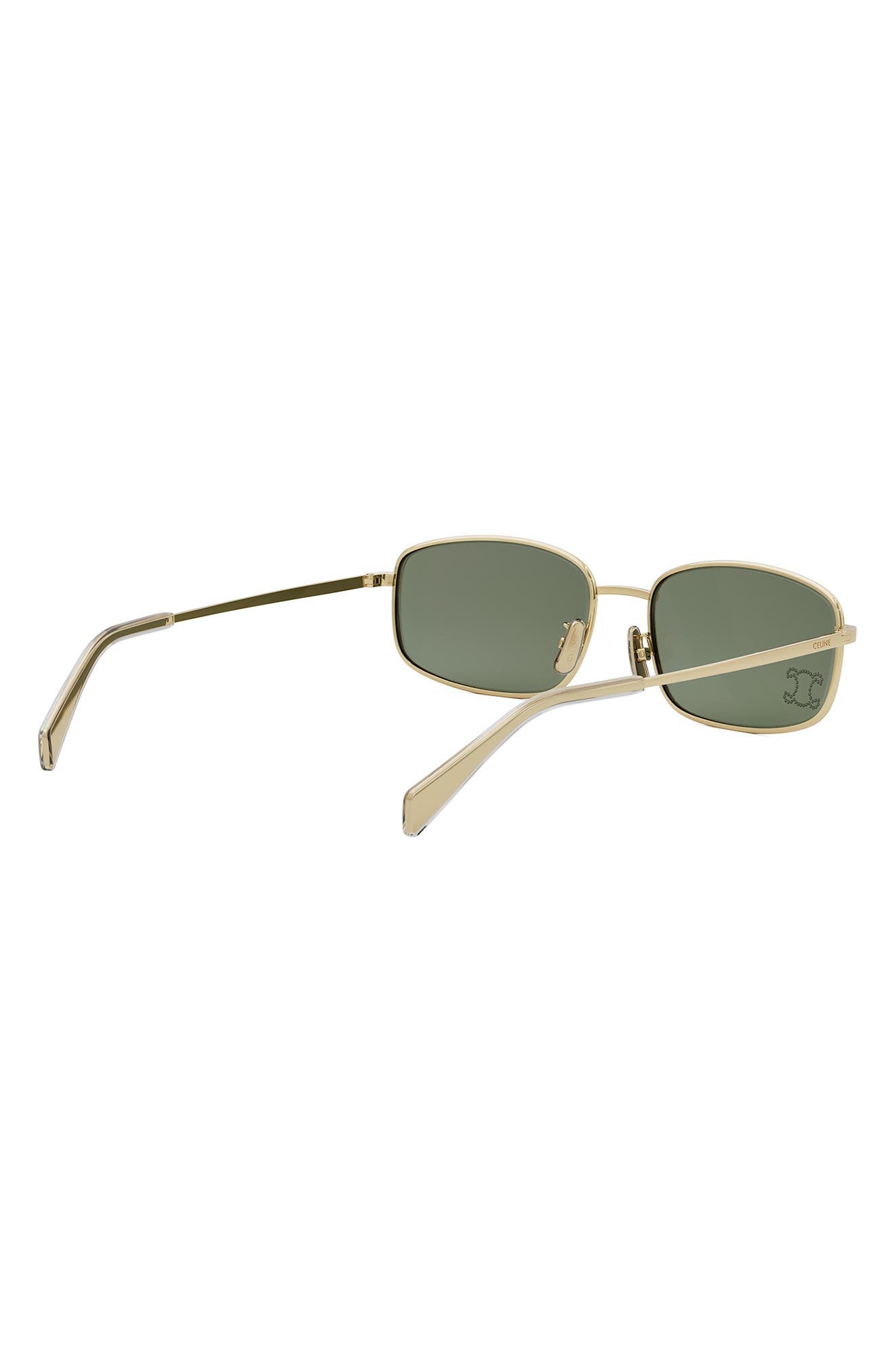 CELINE Triomphe 60mm Rectangular Sunglasses in Shiny Endura Gold /Green at Nordstrom - 4