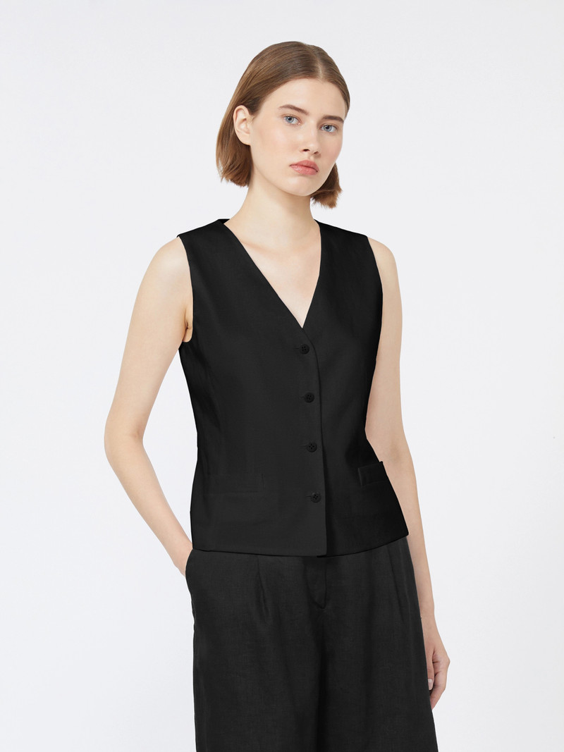 CARNET Linen canvas gilet - BLACK 3