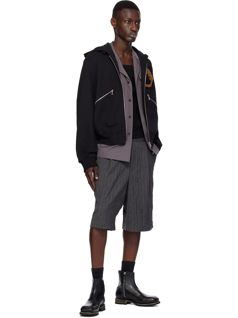 Dries Van Noten Navy Pleated Bermuda Shorts outlook