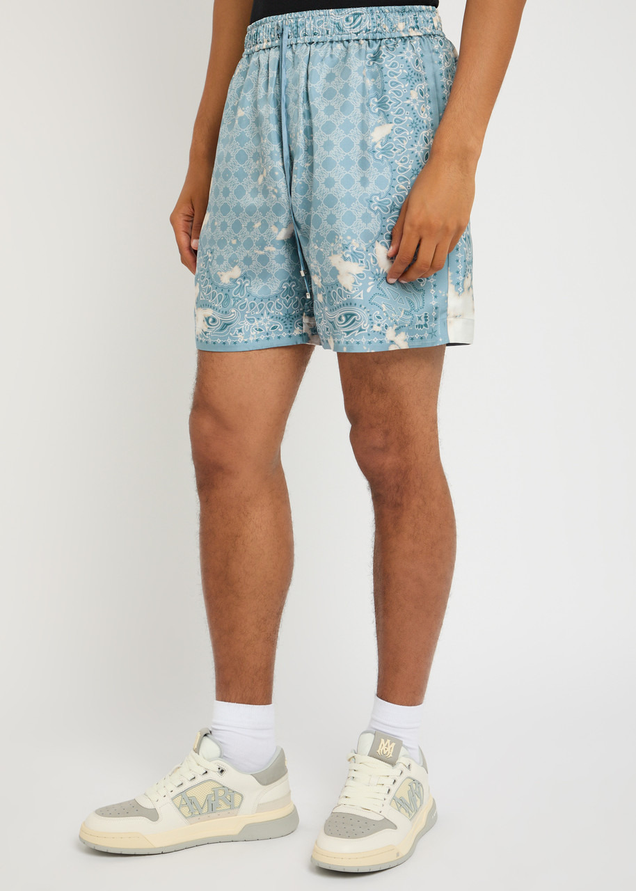 Amiri Bleach Bandana Logo-monogrammed Silk-satin Shorts - 2