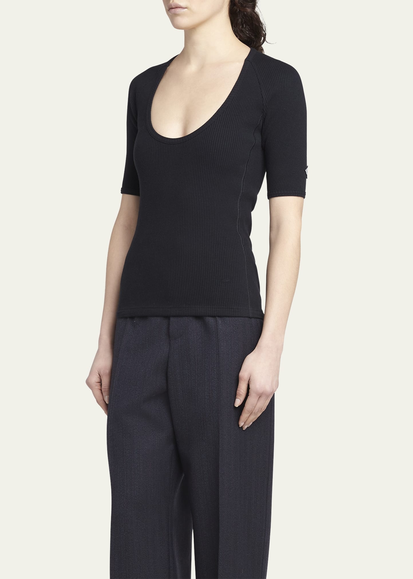 Ribbed Compact Cotton Jersey Top - 4
