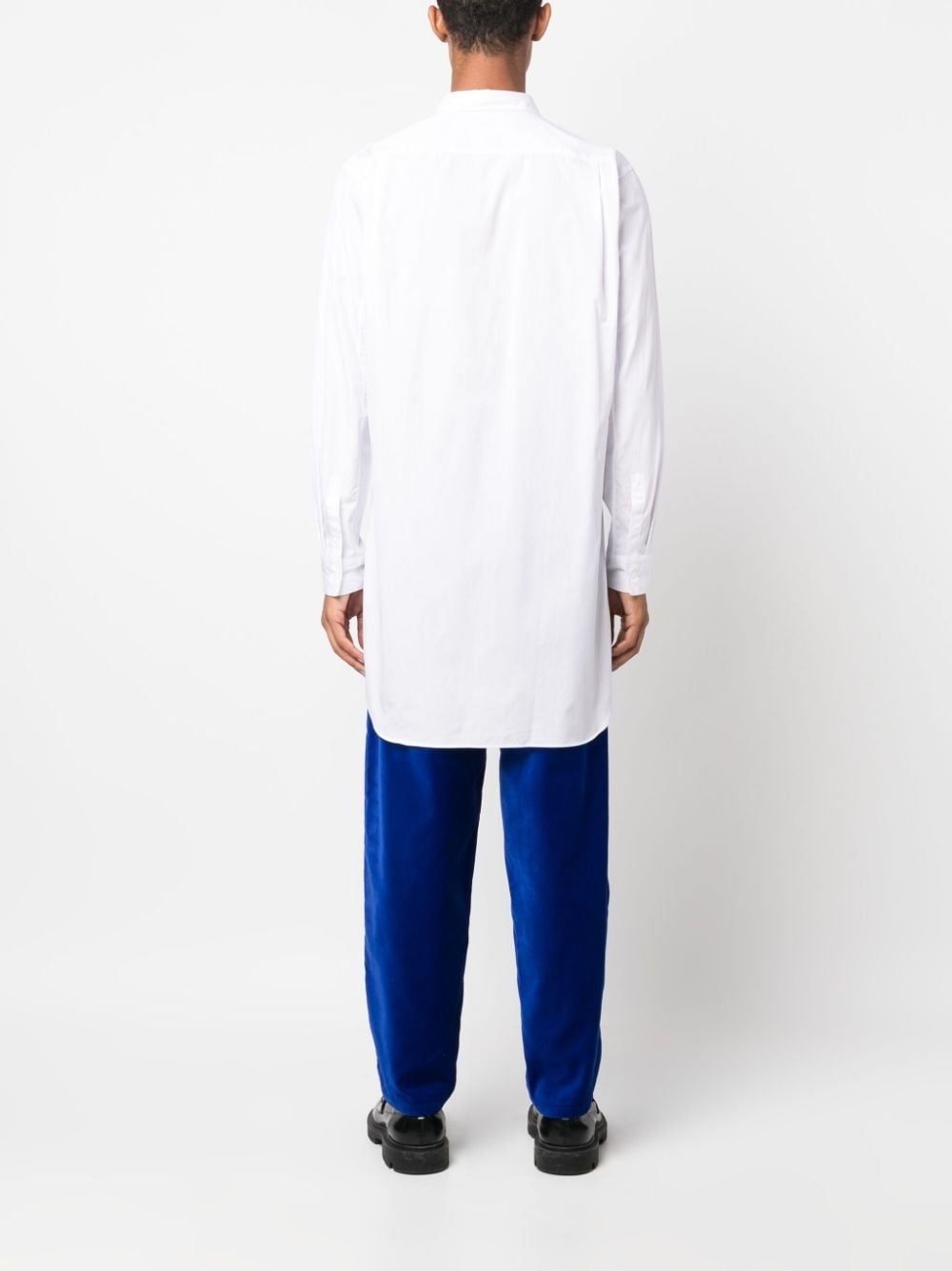 pointed-collar long-length cotton shirt - 4