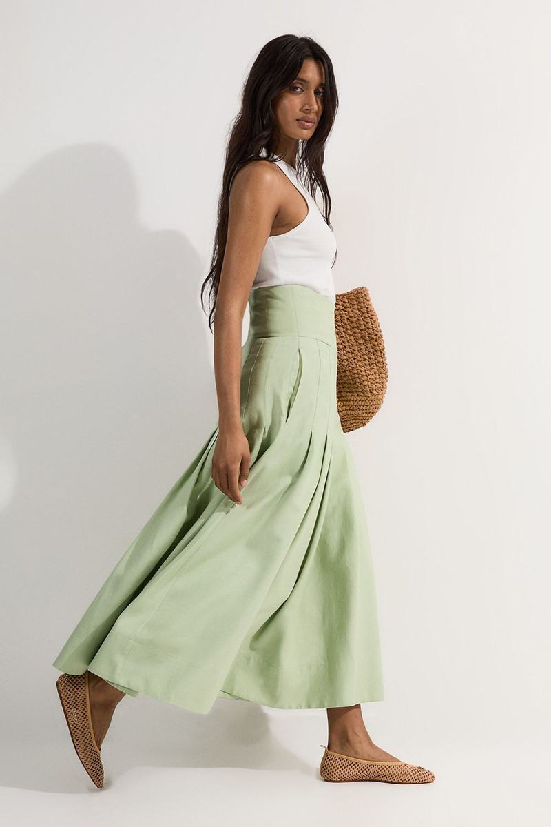 Viscose Linen Tailored Full Skirted Midaxi Skirt 1