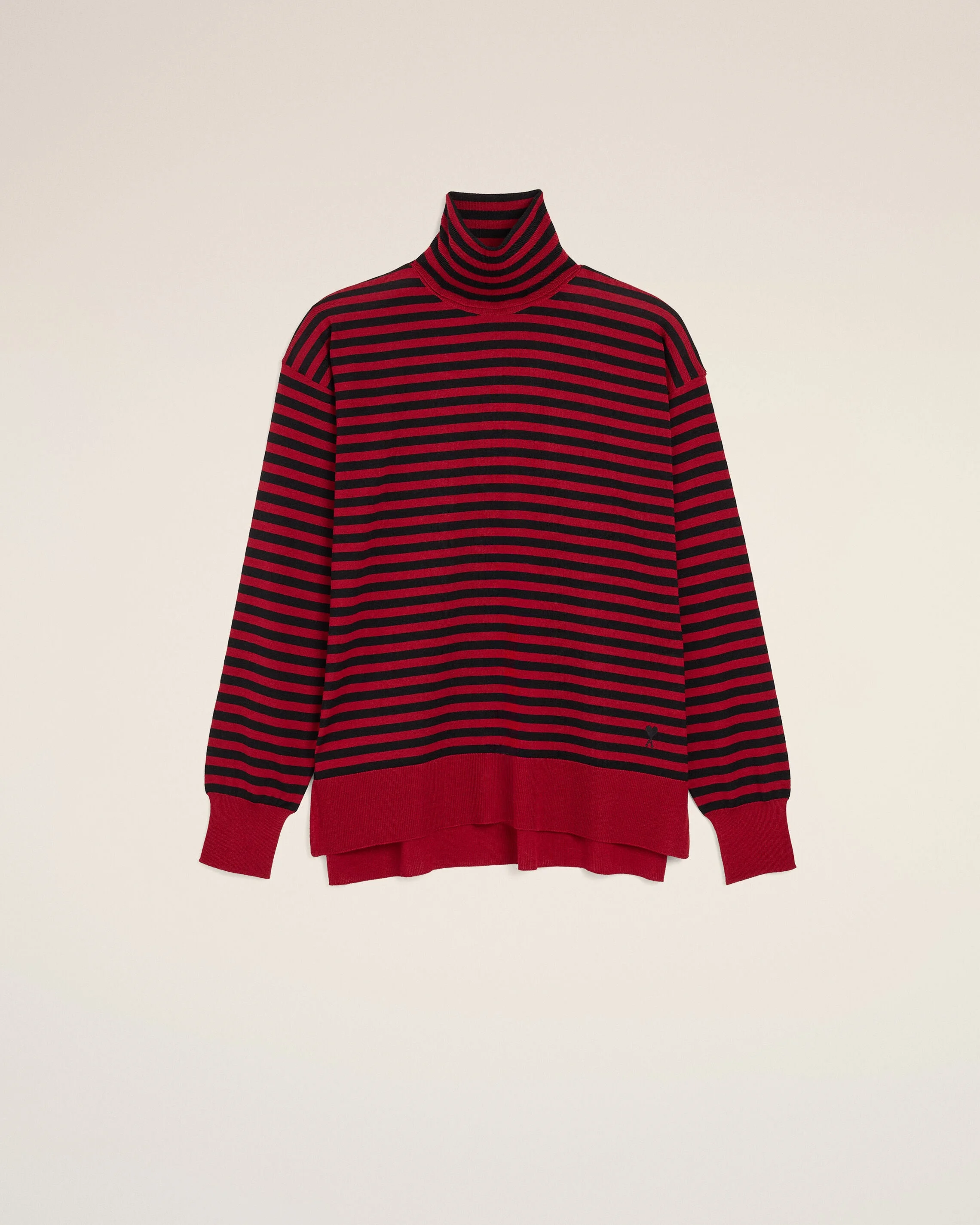 RED SAILOR STRIPED WOOL AND SILK TURTLENECK SWEATER - 1