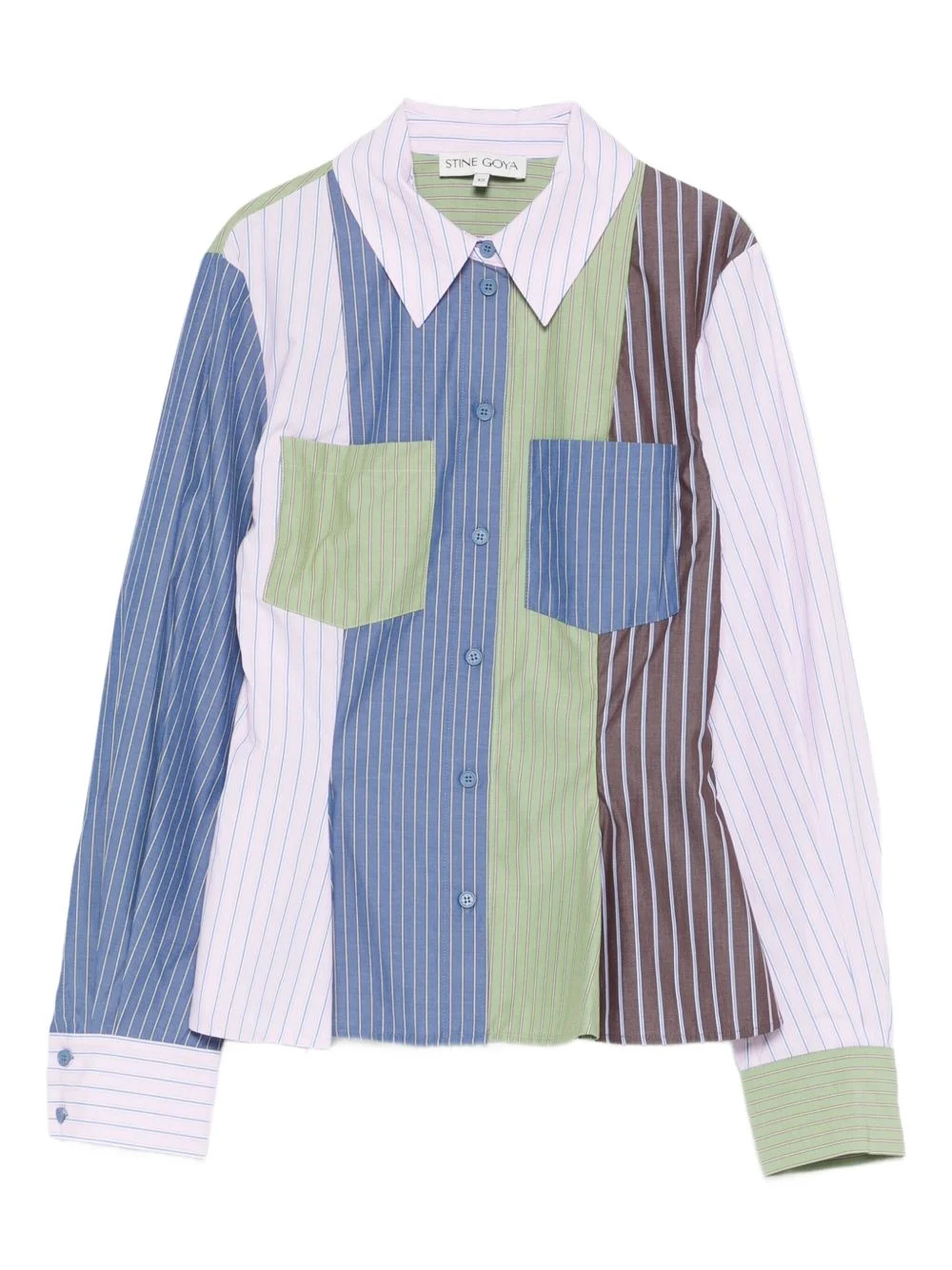 striped patchwork shirt - 1
