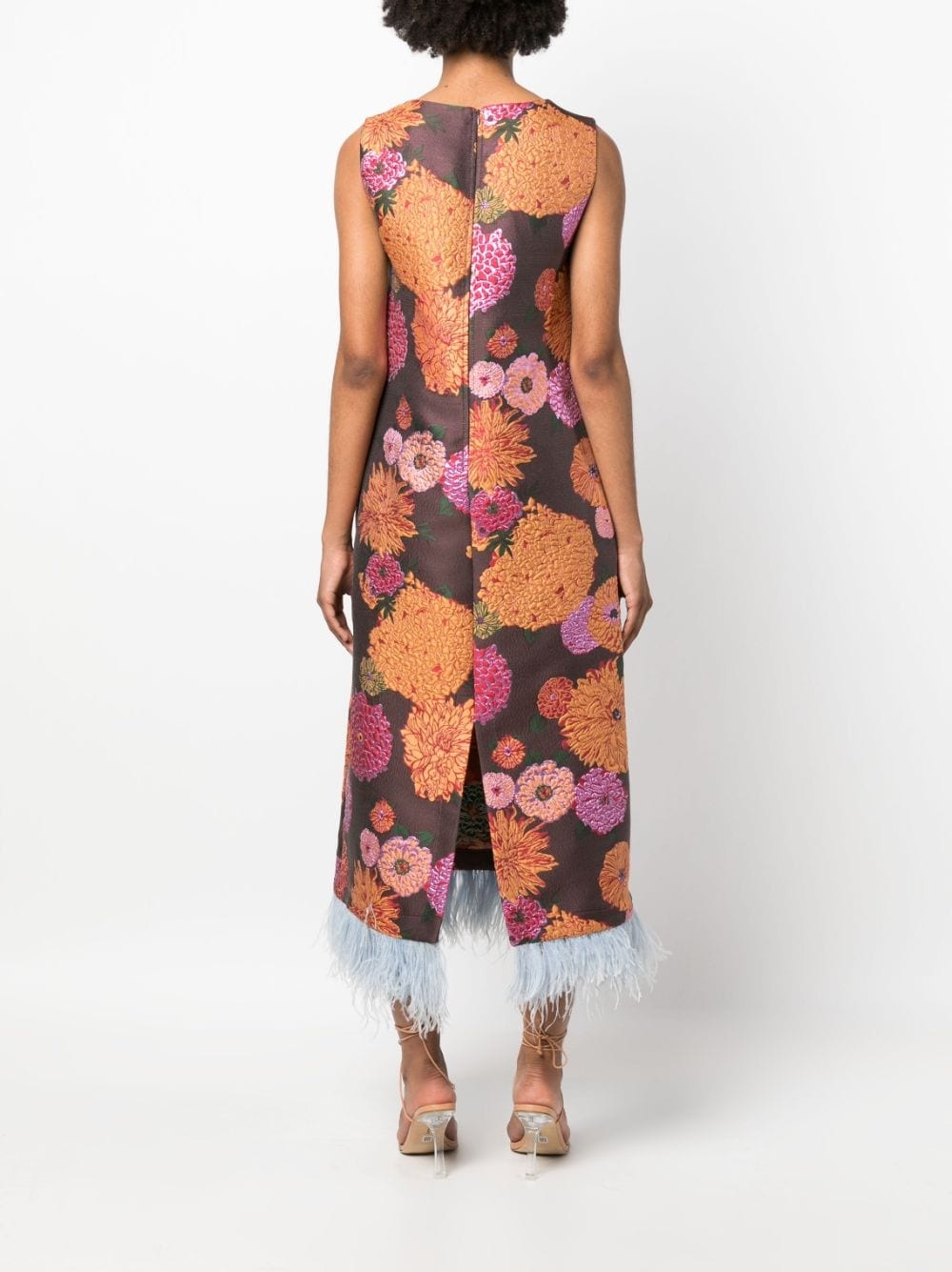 Column floral-jacquard midi dress - 4