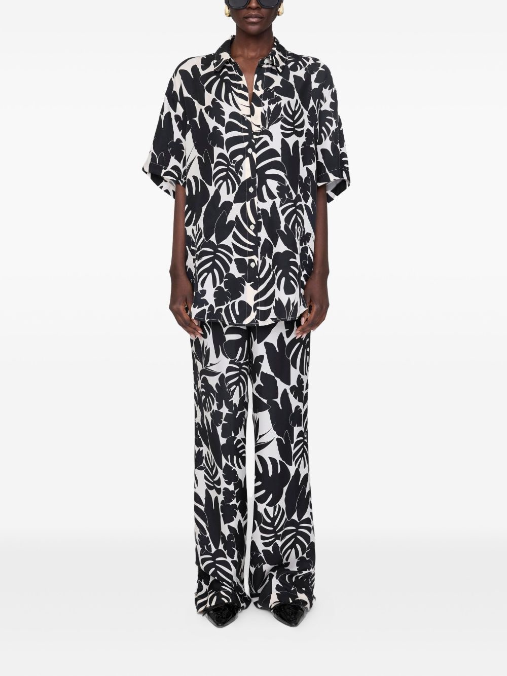 Elain leaf-print trousers - 2