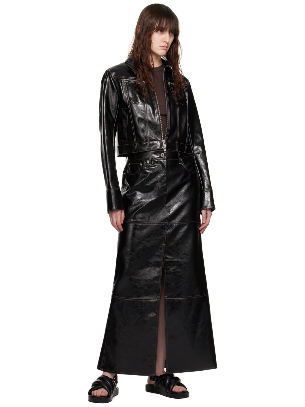 Black Francie Faux-Leather Maxi Skirt - 4