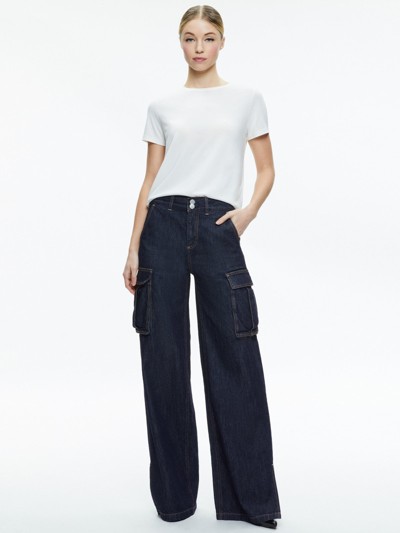 Alice + Olivia KAL BAGGY CARGO SIDE SLIT JEAN outlook